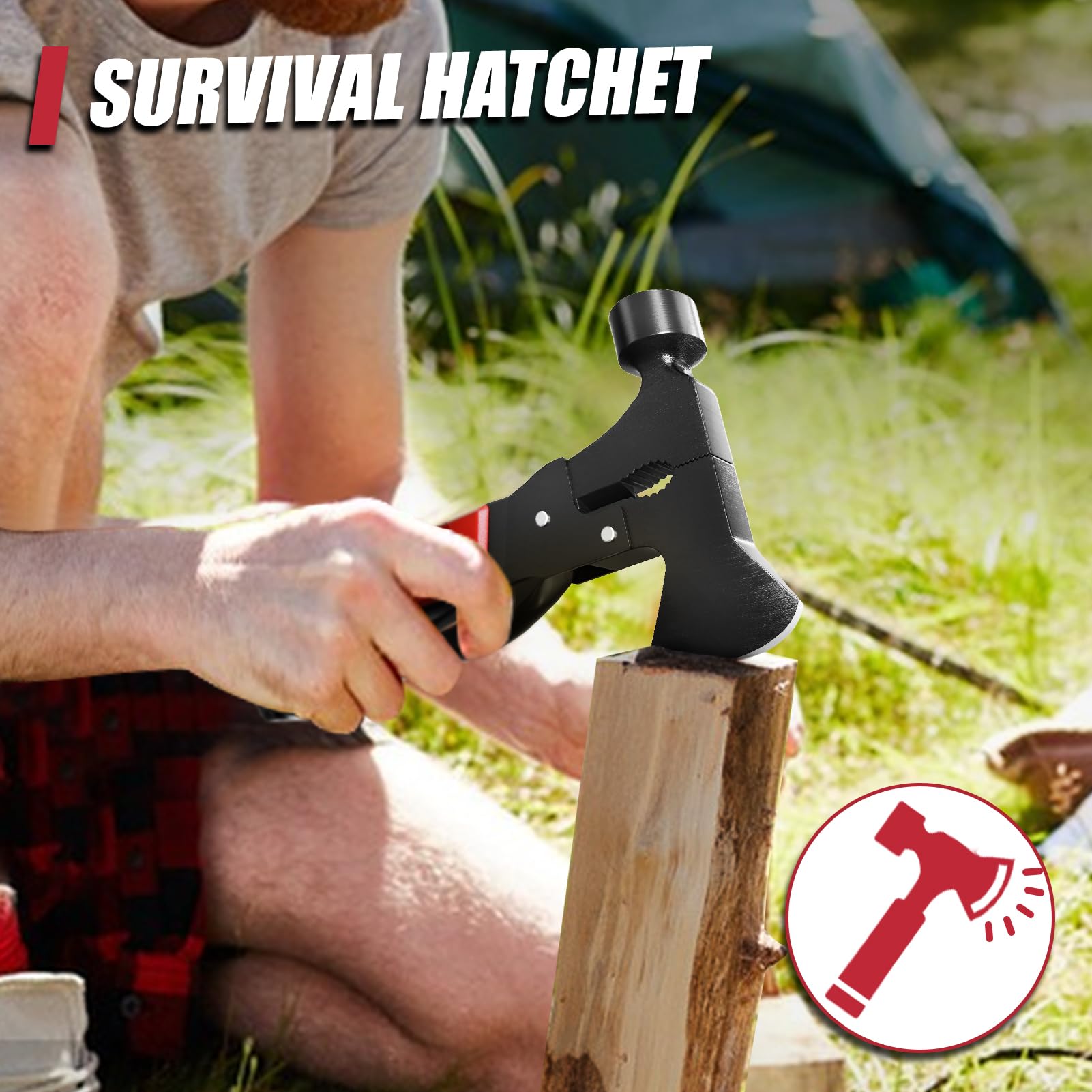 15-in-1 Multitool Axe Hatchet - Survival Camping Gear for Men | Perfect Outdoor Gift for Husband & Boyfriend | Ideal for Camping, Hiking, Emergency Preparedness & Wilderness Adventures