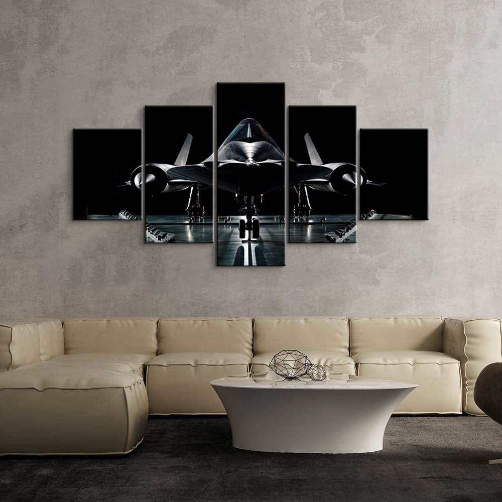 SR-71 Blackbird Aviation Wall Art - 5 Piece Military Aircraft Canvas Prints (60''W x 32''H) - Strategic Reconnaissance Plane Decor for Bedroom, Office & Man Cave - Perfect for Aviation Enthusiasts & Home Decor
