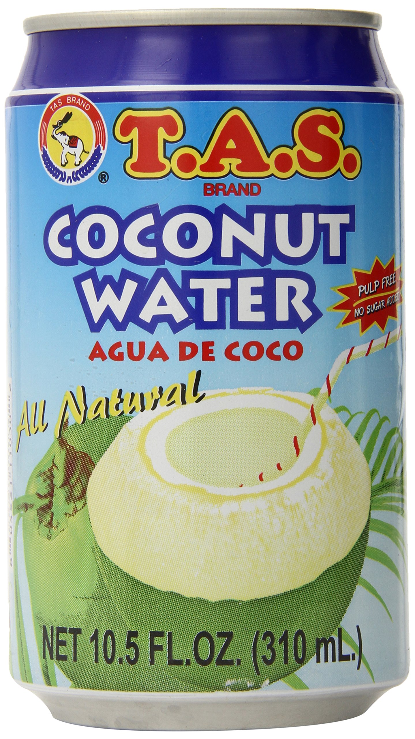 Organic TAS Brand Coconut Water, 10.5-Ounce (Pack of 24) - Natural Hydration Drink for Sports, Gym & Healthy Lifestyle - Refreshing Coconut Water Beverage for Energy Boost & Post-Workout Recovery