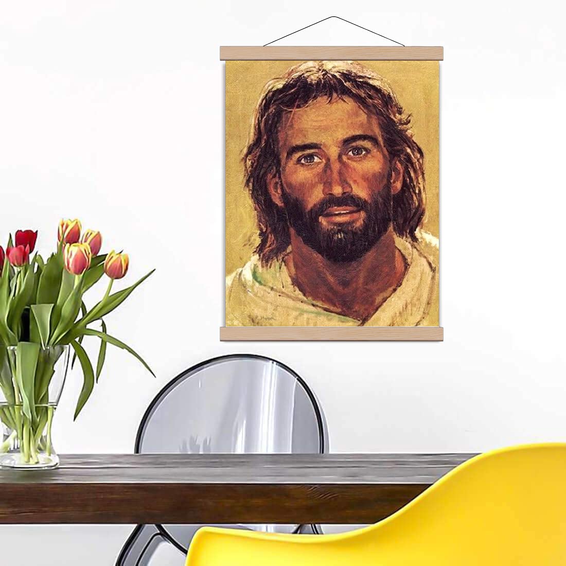 Jesus Canvas Wall Art - Smiling Christ Portrait Christian Home Decor for Living Room, Bedroom & Office - Inspirational Religious Gift for Faithful