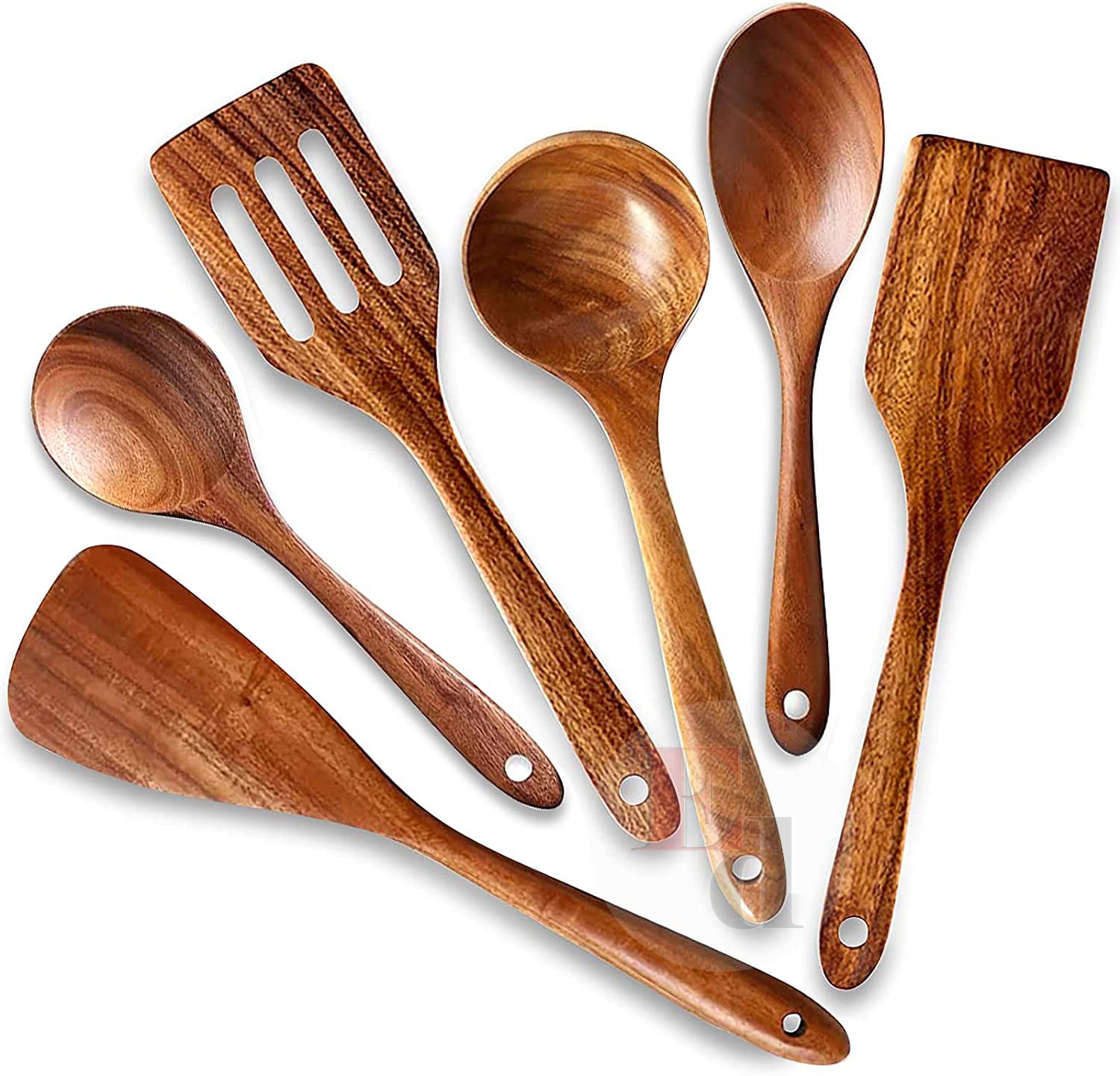 Premium Wooden Spoon Set for Cooking & Serving - Natural Wood Kitchen Utensils - Ideal for Stirring, Mixing & Serving Soups, Pasta & Salads