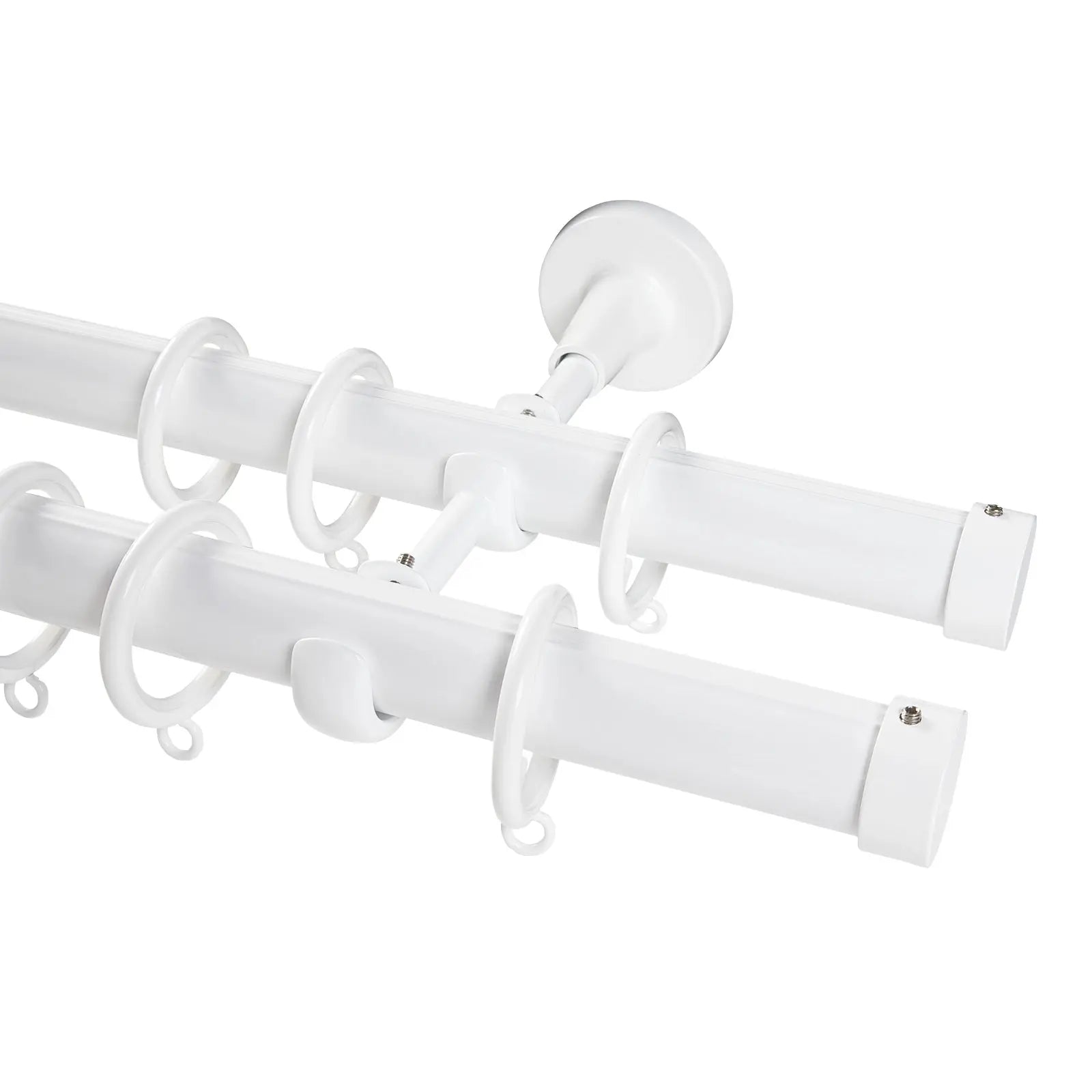Kelvin Double Window Curtain Rod - Adjustable Tension Rod for Windows, Black Metal Curtain Rod for Home Decor - Perfect for Living Room, Bedroom & Kitchen Windows
