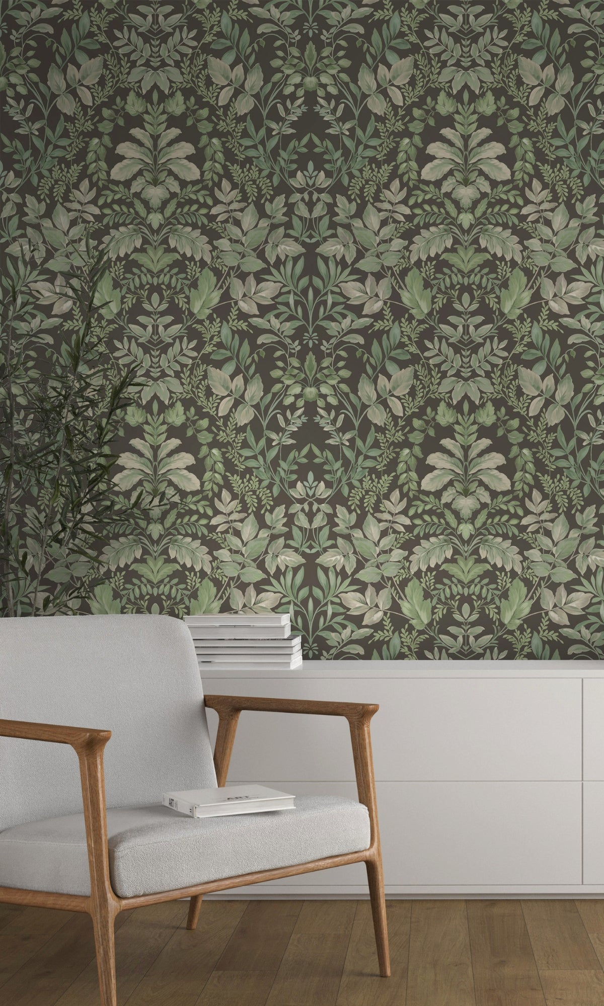 Charcoal Green Lush Overgrown Botanical Wallpaper R8824 - Vintage Inspired Peel and Stick Wallpaper for Bedroom, Living Room & Home Decor