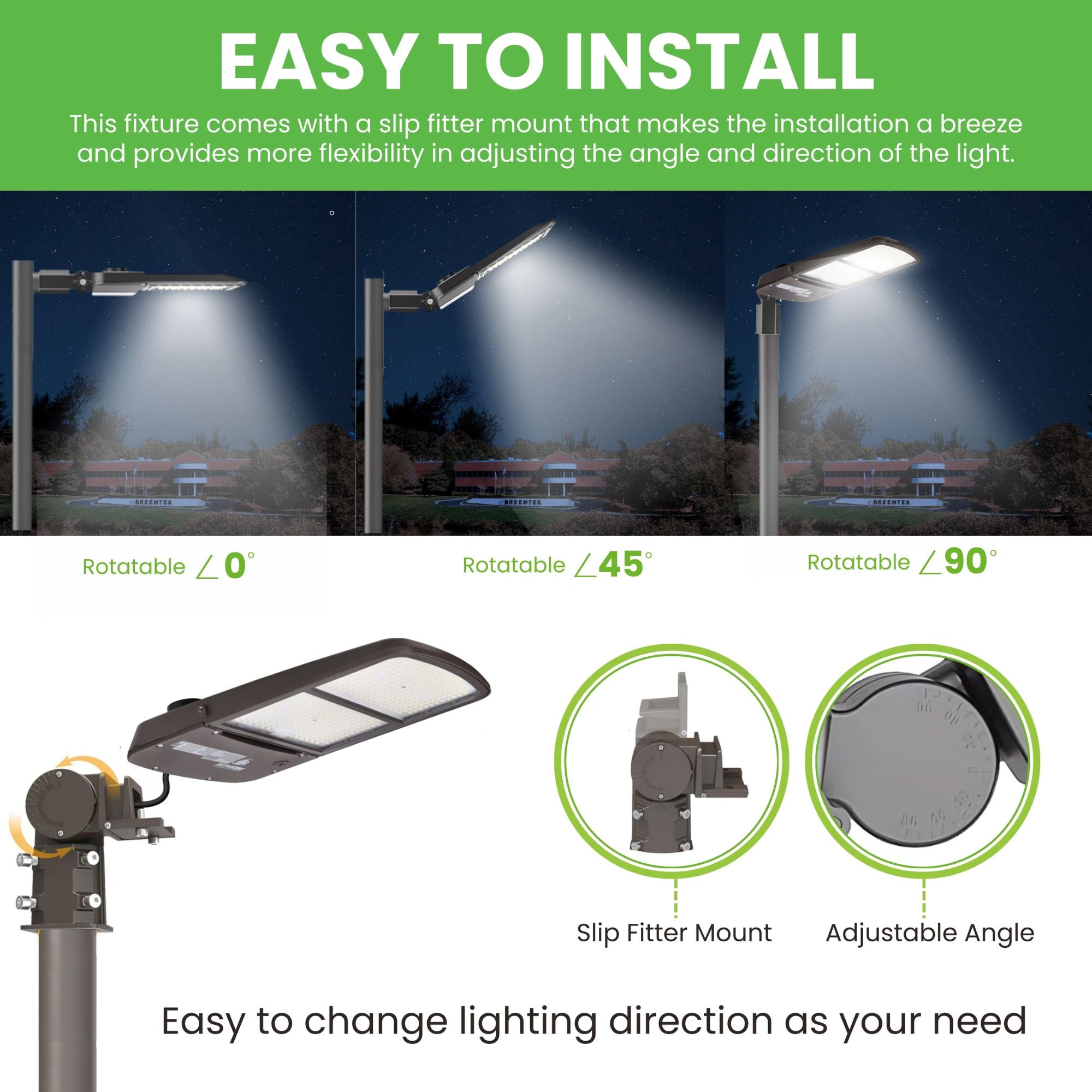 240W LED Street Light - 140 lm/W High Efficiency, CCT Tunable, 10KV Surge Protection - Slip Fitter Mount, AL5 Series (UL+DLC 5.1 Certified) - Perfect for Roadways, Parking Lots & Outdoor Area Lighting