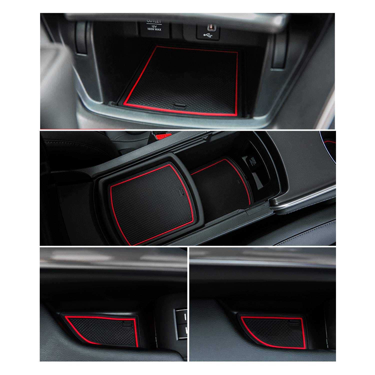 2021-2022 Honda Accord Center Console Pad Liners & Cup Holder Mats - Premium Interior Accessories Compatible with 2018-2020 Models (Red) - Protect Your Car from Spills & Scratches for Daily Commute & Road Trips