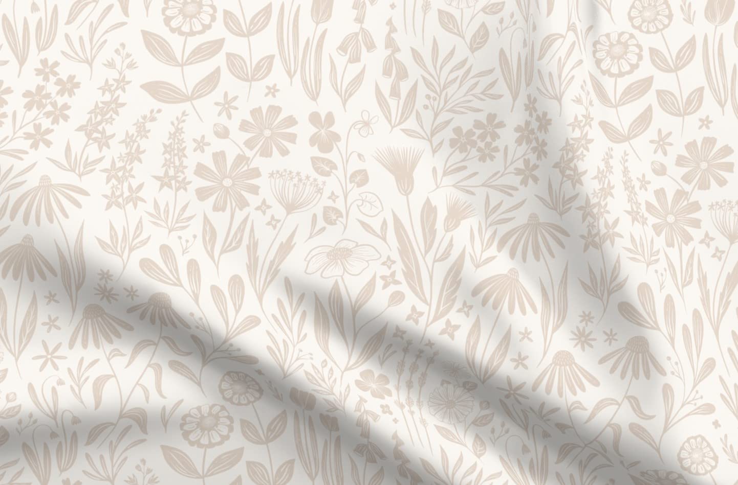 Flowers Cream Pink Nude Medium Scale Subtle Floral Wildflowers Printed Minky Fabric Fat Quarter - Soft Plush Fabric for Sewing Baby Blankets, Quilt Backing & DIY Projects - Perfect for Nursery Decor, Gift Making & Home Crafts