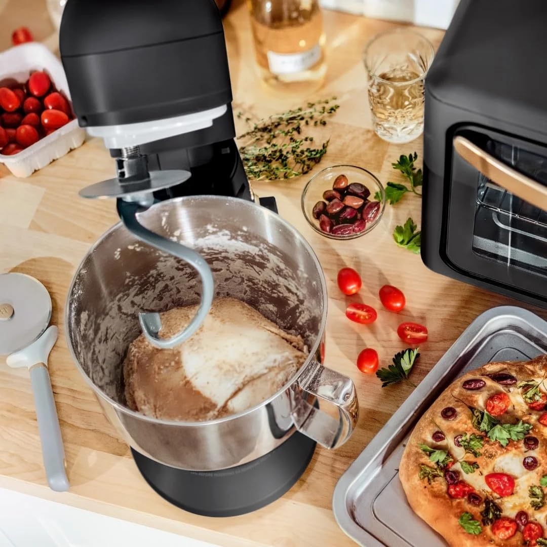 **Drew Barrymore 5.3 Qt Stand Mixer with Tilt-Head – Lightweight, Powerful 300W Motor, 12 Speed Settings – Includes Beater, Whisk, Dough Hook & Splash Guard – Perfect for Baking Cakes, Cookies & Bread (Black Sesame)**