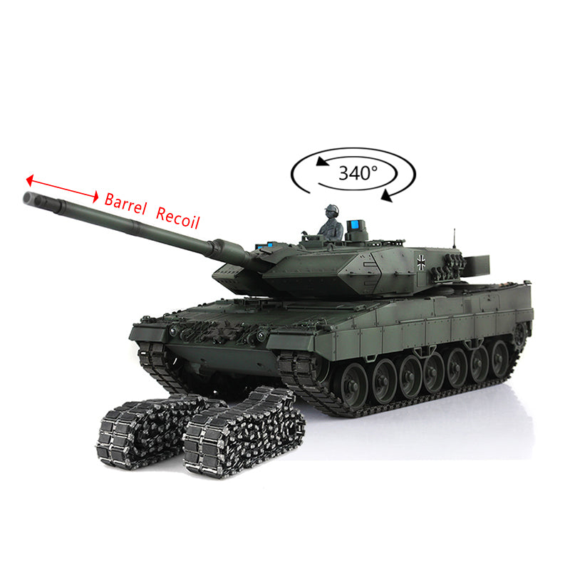 Heng Long 1/16 Scale TK7.0 Edition Leopard 2A6 RTR RC Tank with Barrel Recoil & Metal Tracks - 3889 Model | Premium Remote Control Military Vehicle for Boys & Adults | Perfect Gift for Father's Day, Birthday & Outdoor Play