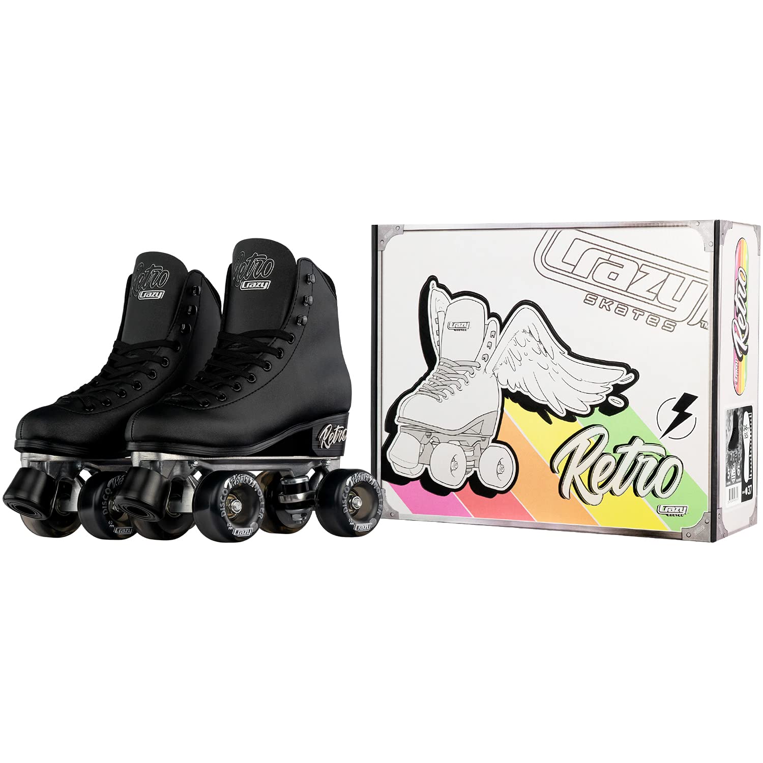 Crazy Skates Retro Roller Skates - Adjustable & Fixed Sizes for Men, Women & Kids | Classic Quad Roller Skates for Indoor & Outdoor Use | Perfect for Rink, Park & Street Skating