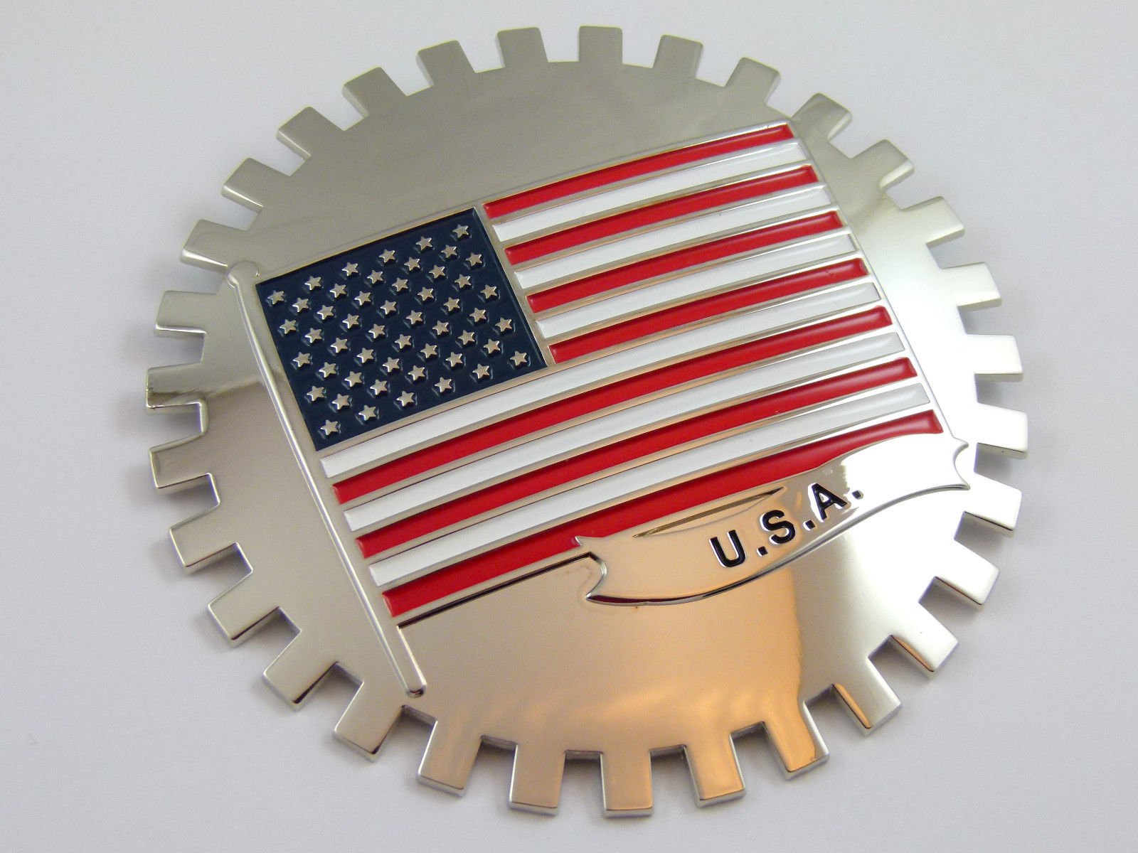 USA Flag Car Grill Badge - American Flag Emblem for Truck & SUV Grille Mount - Perfect for Patriotic Decoration & Off-Road Adventures