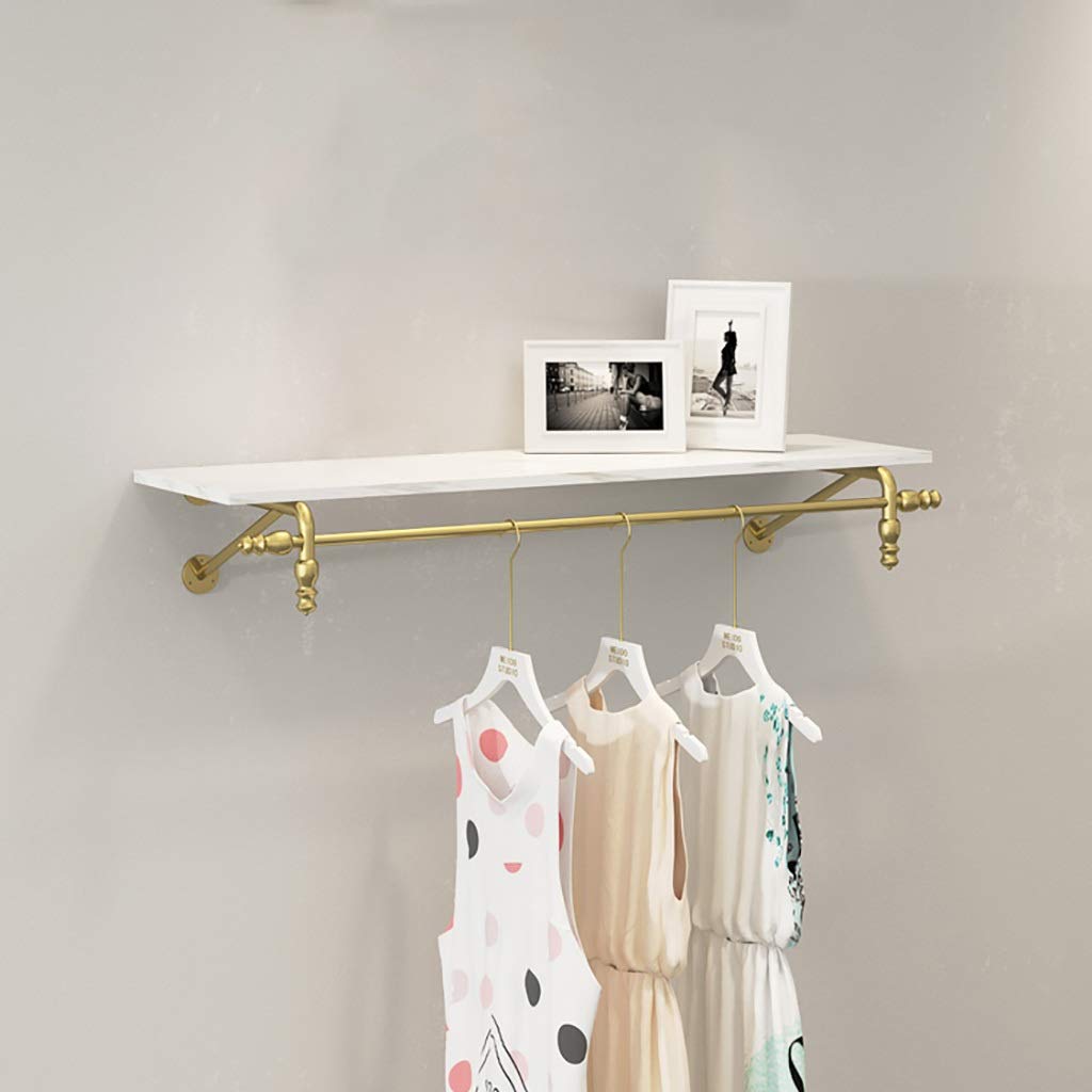 White Floating Shelf with Clothes Rod - Wall Mounted Clothing Display Rack, Garment Rack & Coat Rack with Storage Shelf (80x40cm) - Perfect for Bedroom Closet Organization, Entryway Storage & Boutique Display