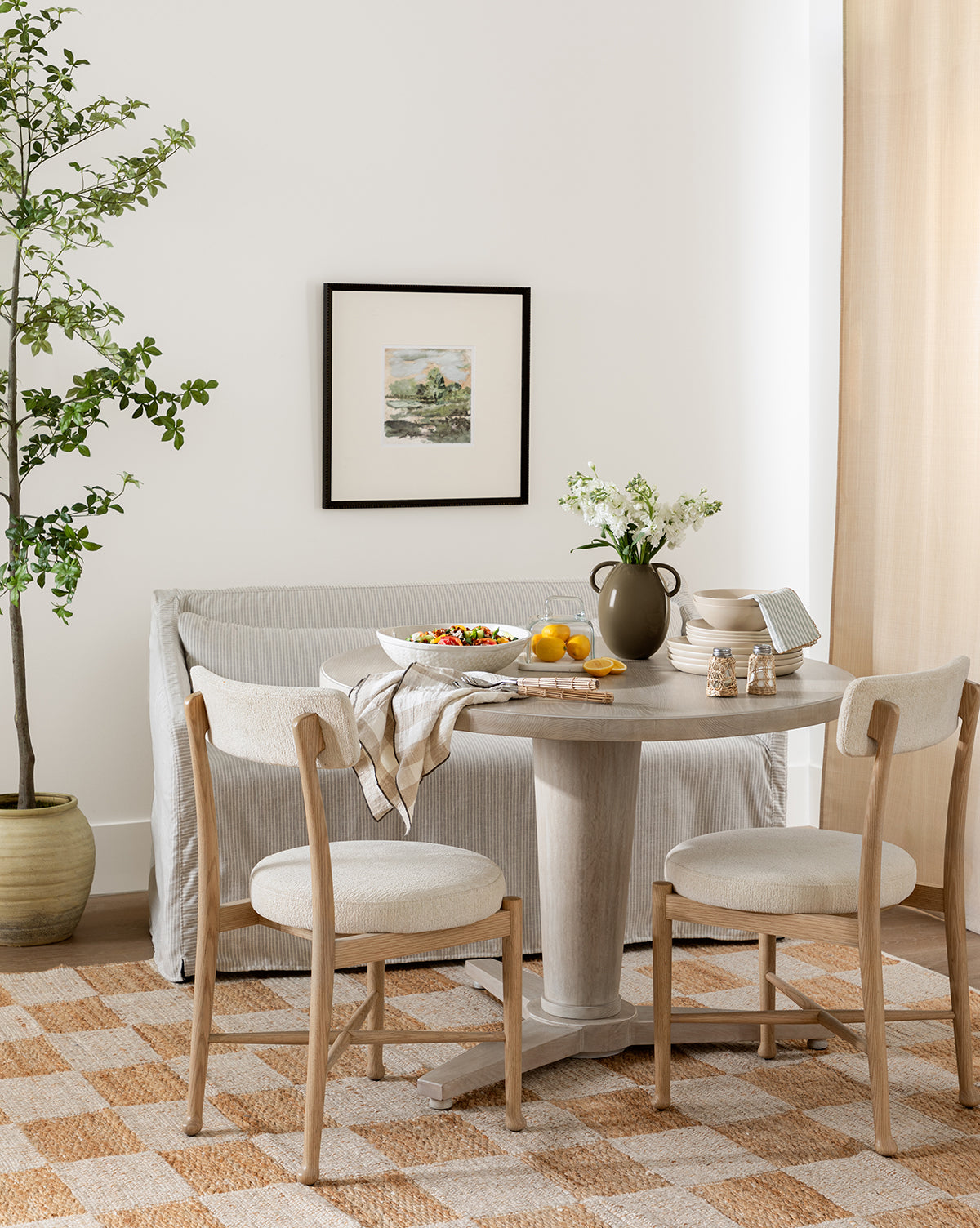 Modern Orla Dining Table - Solid Wood Kitchen Table for 6 - Farmhouse Style Dining Room Furniture for Home & Restaurant Use