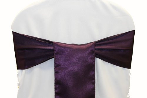 250 Pieces Satin Chair Sashes Bows for Wedding, Party & Event Decorations - Elegant Plum Color Chair Cover Sashes - Perfect for Wedding Receptions, Bridal Showers, Banquets and Special Occasions