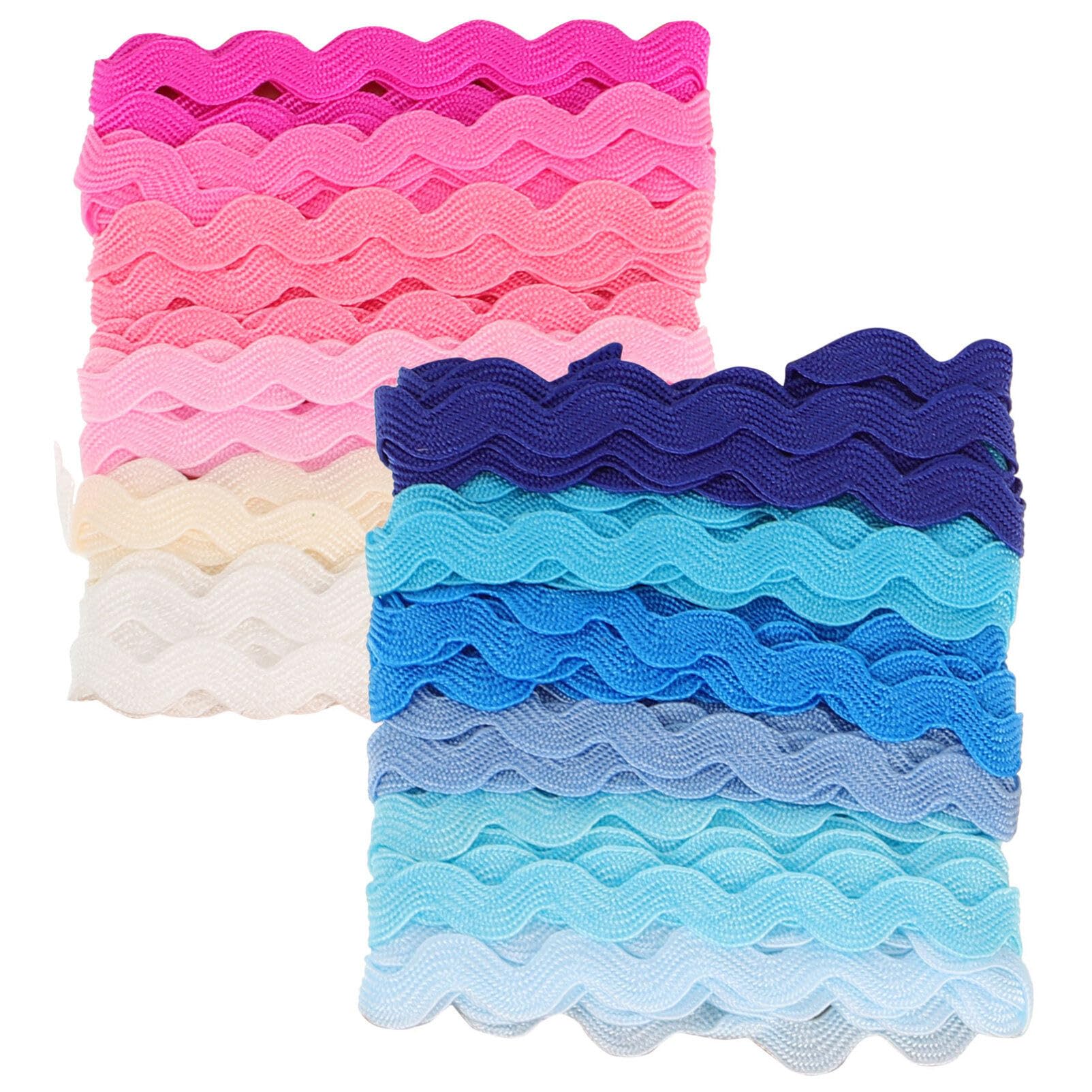 KESYOO 2-Pack Woven Ribbon Tape for Bow Making, Rick Rack Edging, and Sewing Crafts - Decorative Wave Trim Ribbon for DIY Projects, Baby Clothes, and Home Décor