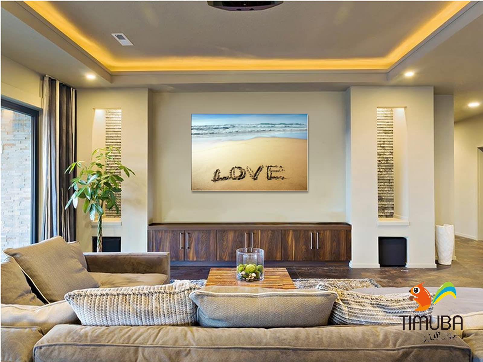 TIMUBA Beach Sunset Canvas Wall Art - 32x48 Inches Ocean Landscape Painting for Bathroom & Living Room Decor - Perfect for Coastal, Nautical & Beach House Themes