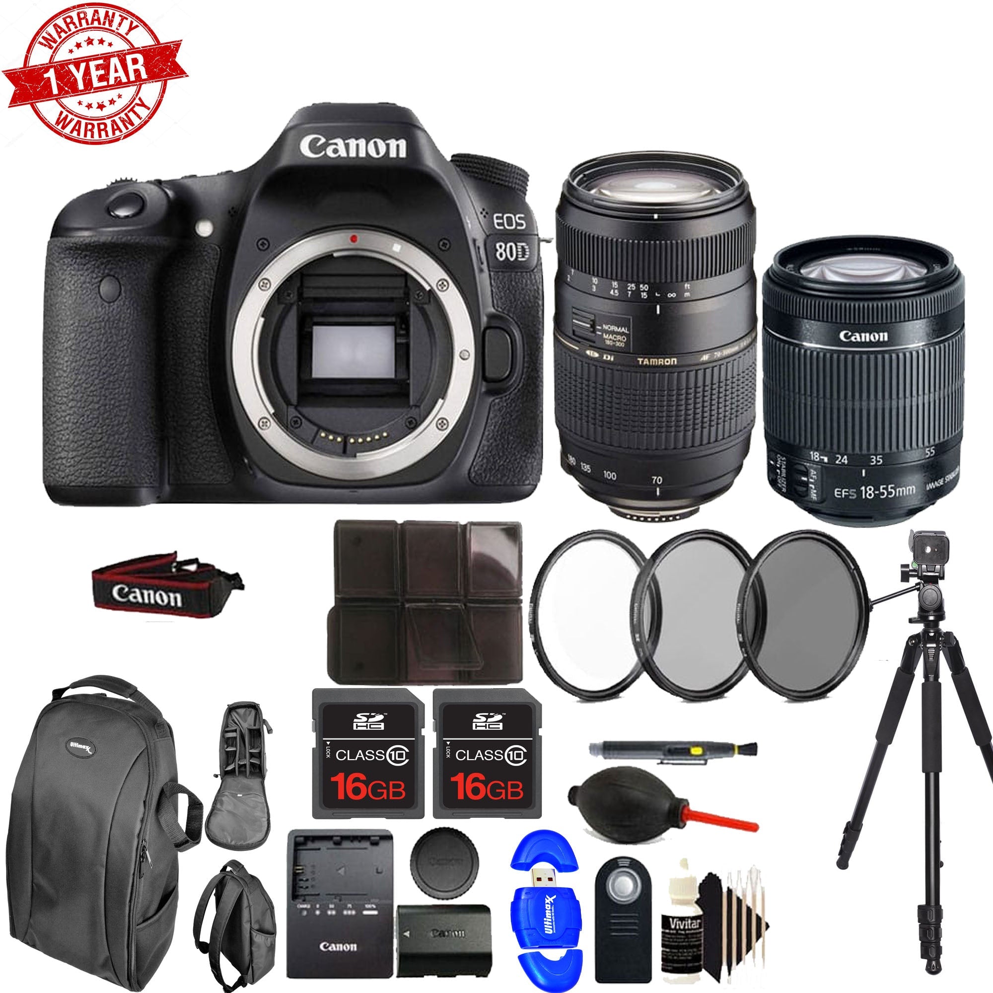 Canon EOS 80D 24.2MP DSLR Camera with 18-55mm & 75-300mm III Lens Kit - Professional Photography for Travel, Sports & Portrait Shooting