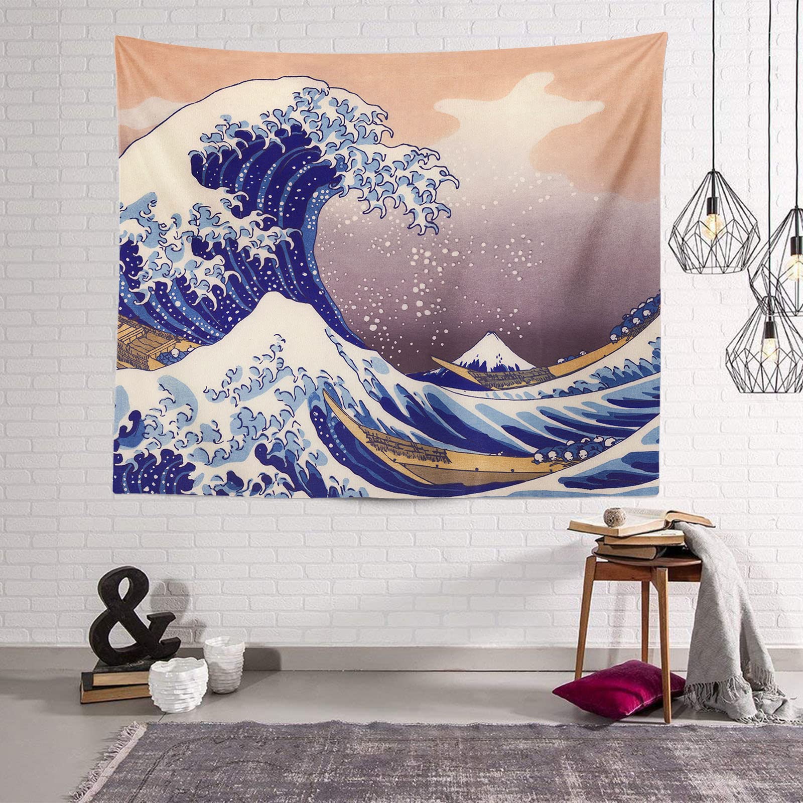 IcosaMro The Great Wave Off Kanagawa Tapestry - 51x60 Inch Large Ocean Wall Art for Bedroom, Dorm & Home Decor | Japanese Wave Painting Wall Hanging with Hemmed Edges | Perfect for Coastal, Boho or Asian Inspired Room Themes