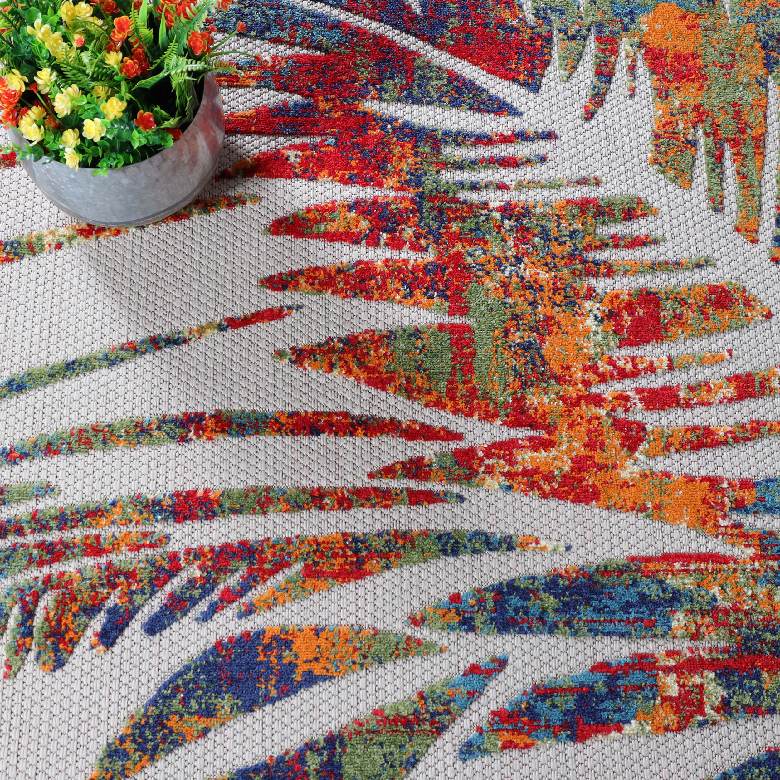 **Siesta Botanical Leaves Modern Indoor/Outdoor Area Rug or Runner Rug – Boho Chic Home Decor for Living Room, Bedroom, Patio & Entryway**