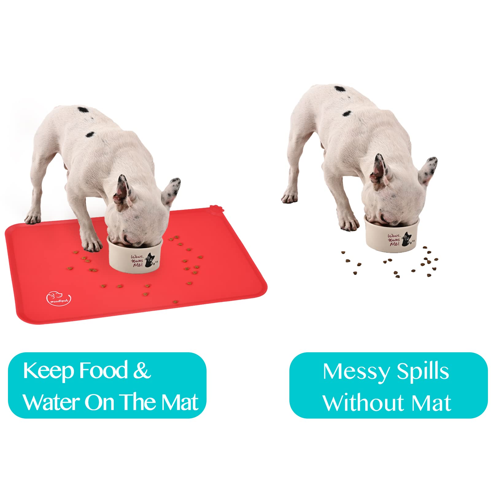 Waterproof Non-Slip Silicone Pet Feeding Mat for Dogs & Cats - Easy Clean Food Bowl Placemat (18.5