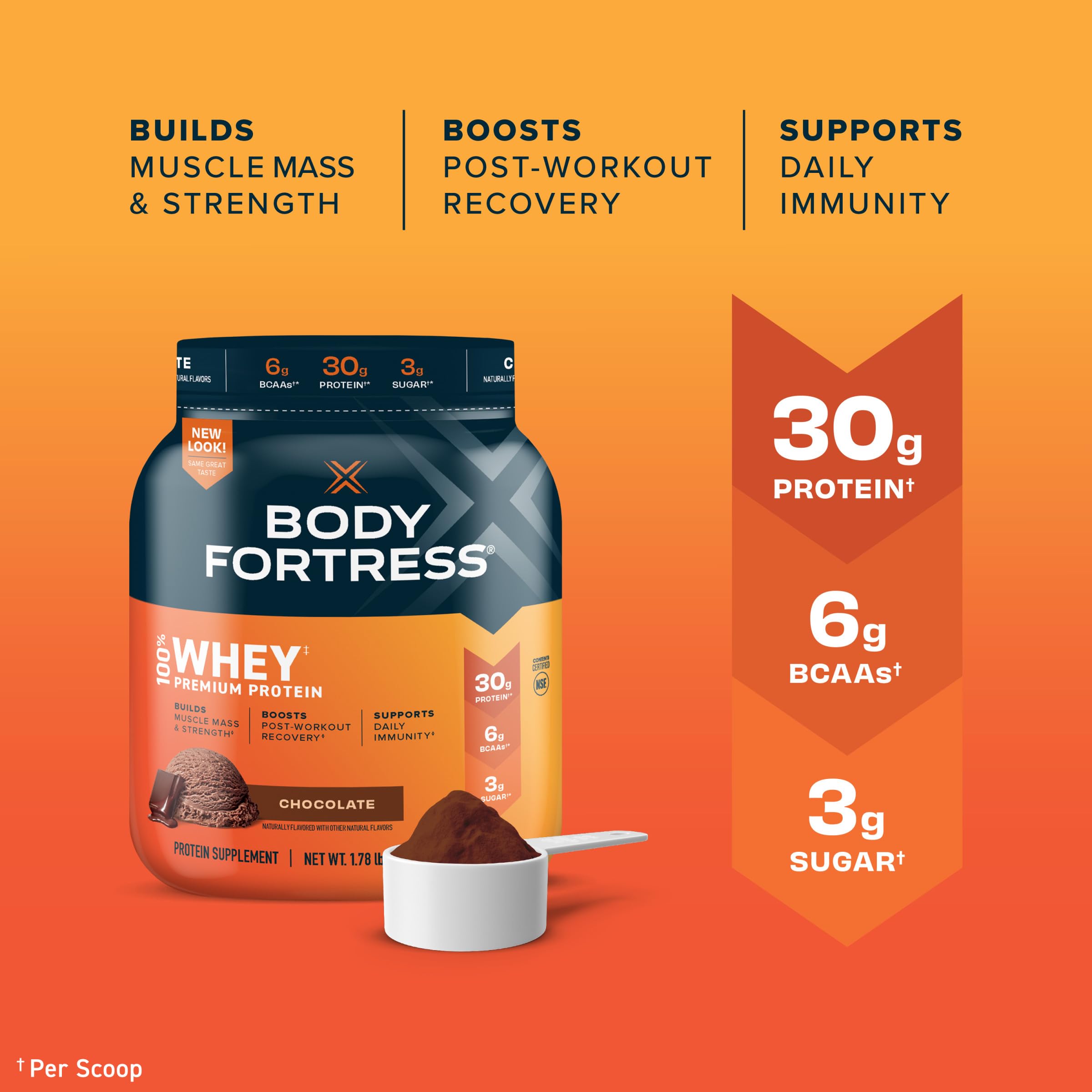 Body Fortress 100% Whey Protein Powder - Chocolate Flavor 1.78lbs + Pure Protein Bars - Chocolate Peanut Caramel (12 Count, 1.76oz) | Post-Workout Recovery & Muscle Building Supplement for Athletes & Fitness Enthusiasts