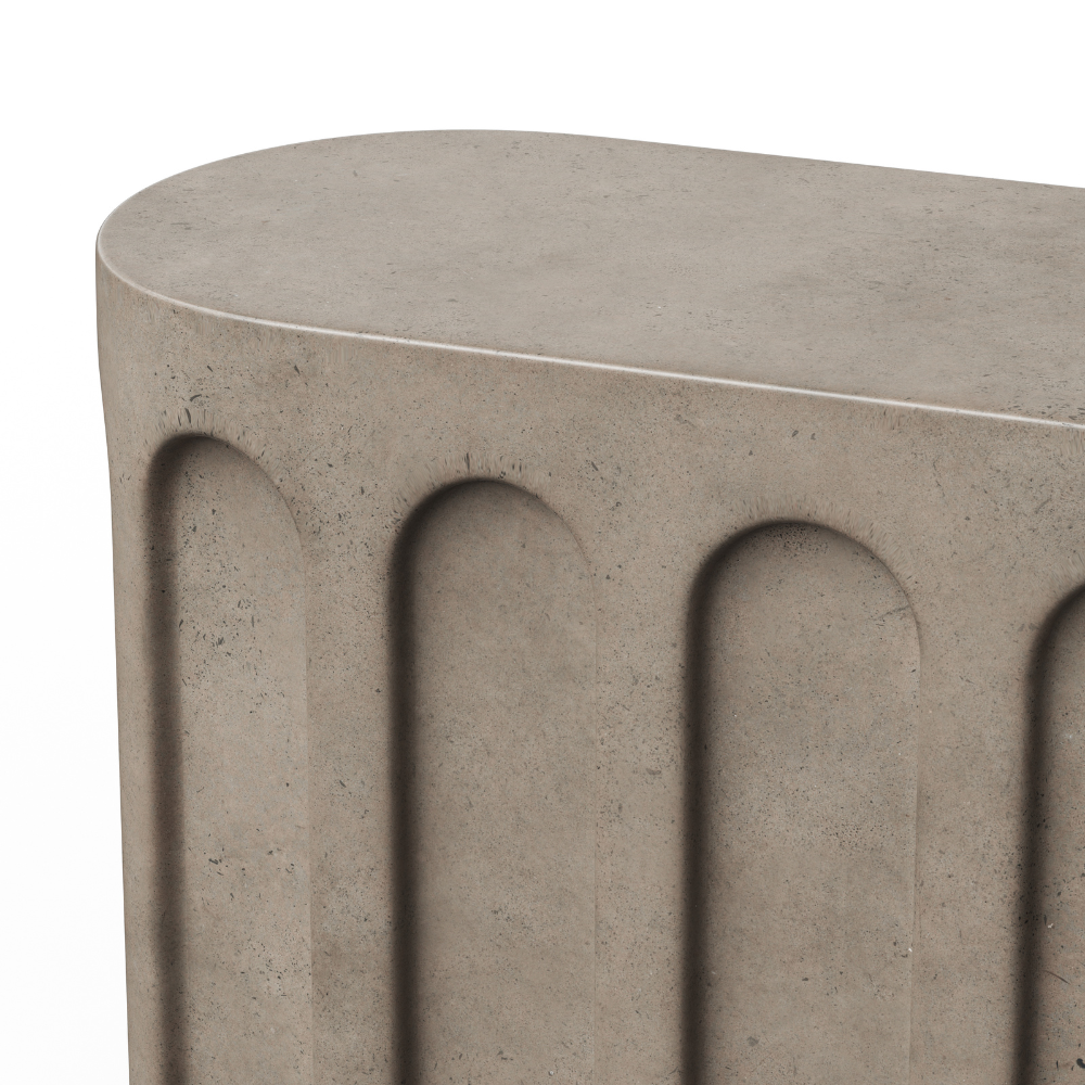 Atlas Outdoor Concrete Oval Bench - Durable Garden Seating for Patio, Park, and Backyard - Perfect for Relaxing and Outdoor Decor