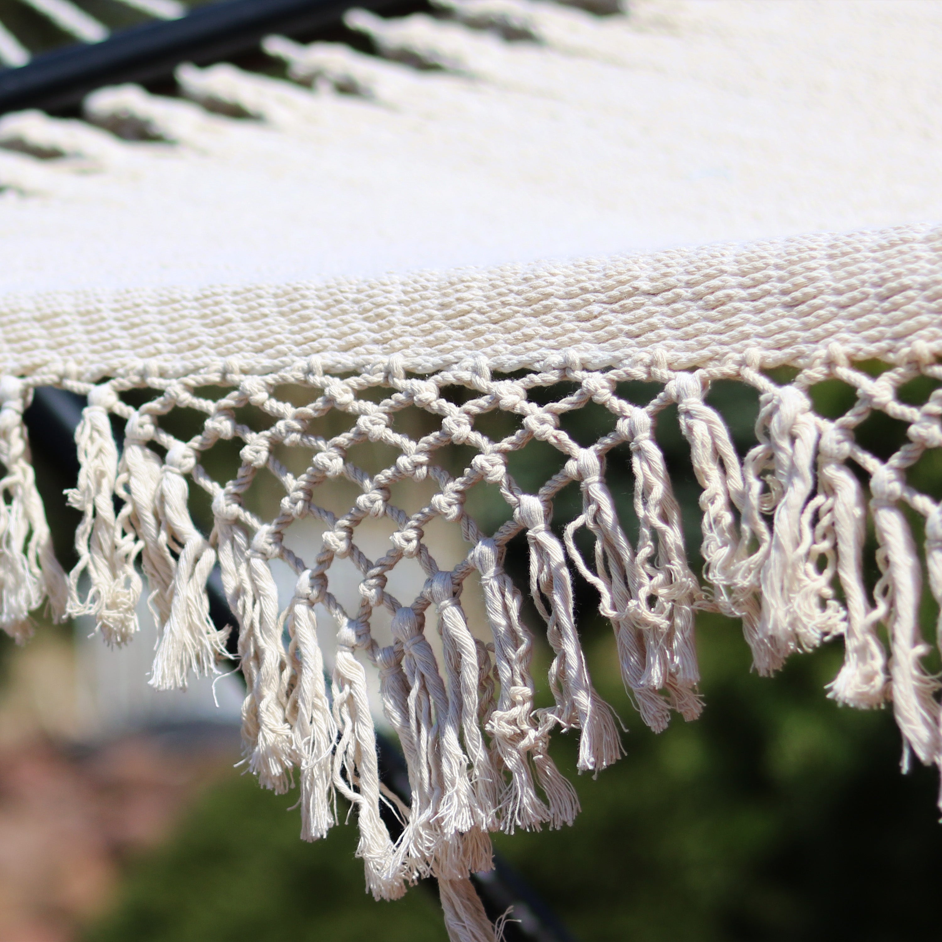 Sunnydaze Woven Double Hammock with Spreader Bars - Durable Outdoor Hammock for Backyard, Camping & Beach Relaxation