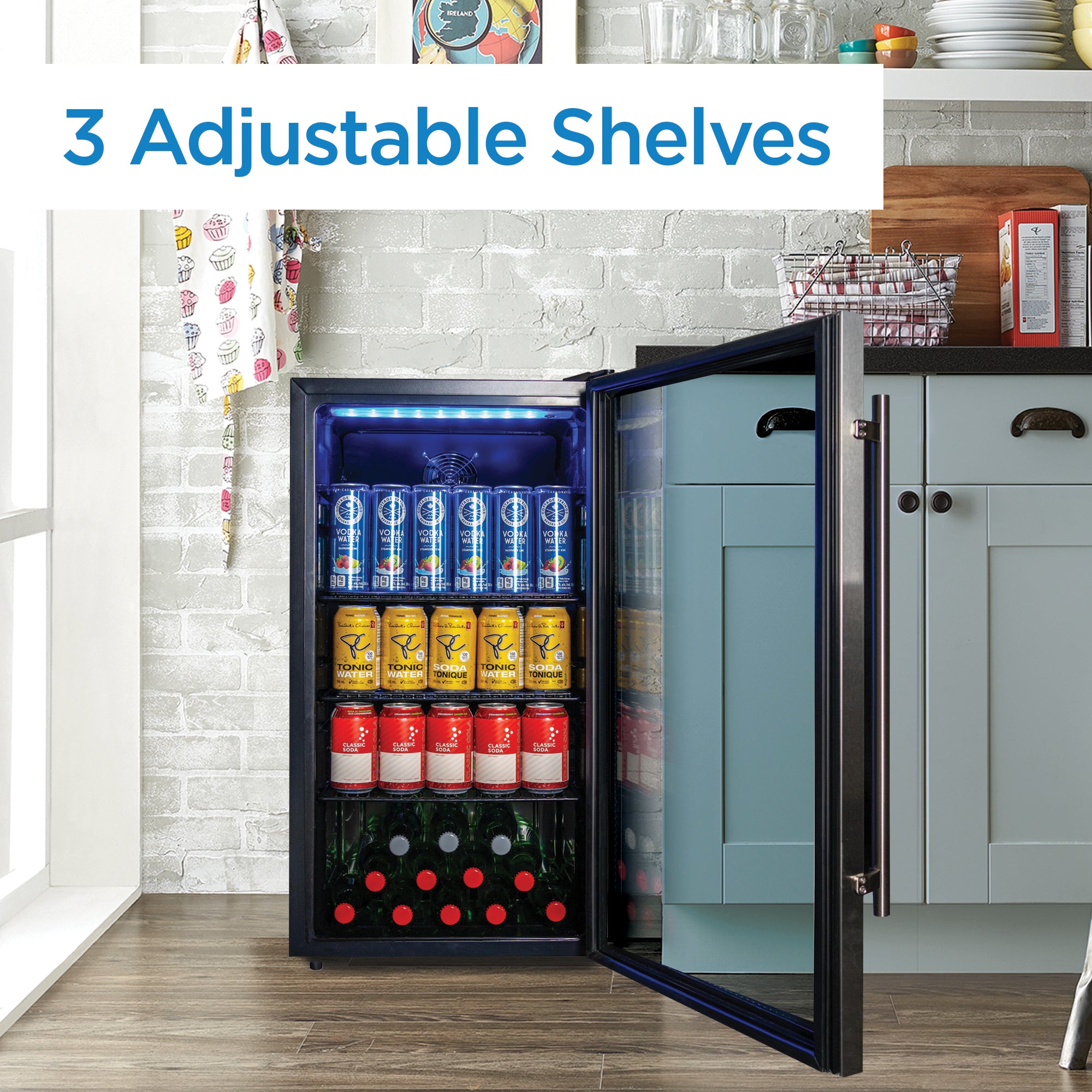 Danby DBC117A2BSSDD 3.1 cu. ft. Stainless Steel Freestanding Beverage Cooler - Perfect for Home Bars, Offices, and Entertaining Spaces