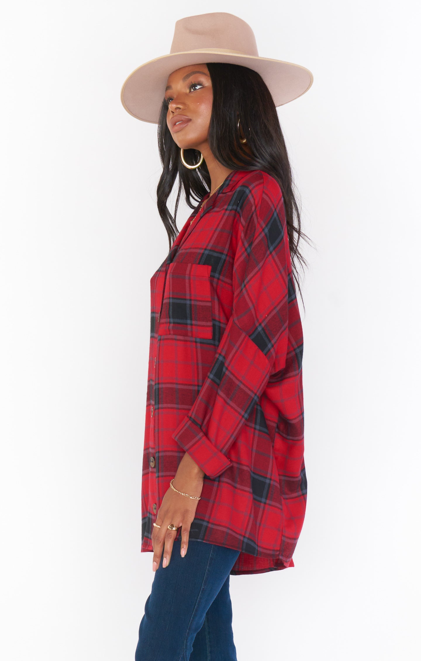 Lorolie Women's Dundee Plaid Tunic Top - Stylish Casual Long Shirt for Work, Outfits & Everyday Wear