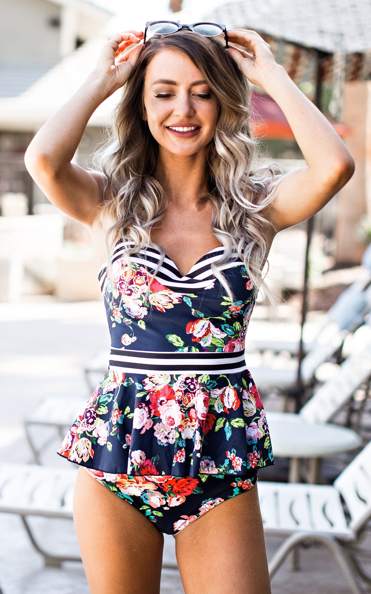 Breanne Floral Peplum Swimsuit - Women's Ruffled Bathing Suit | Beach & Pool Wear | Perfect for Summer Vacations