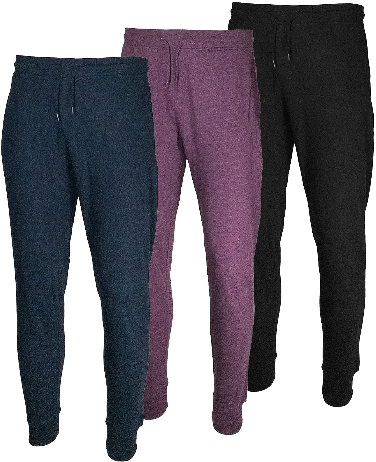 **BROOKLYN VERTICAL Men's French Terry Joggers Pants - 3-Pack, Soft & Comfortable Cotton, Drawstring Waist, Side Pockets - Sizes Small to 3XL | Perfect for Lounge, Workout & Casual Wear**