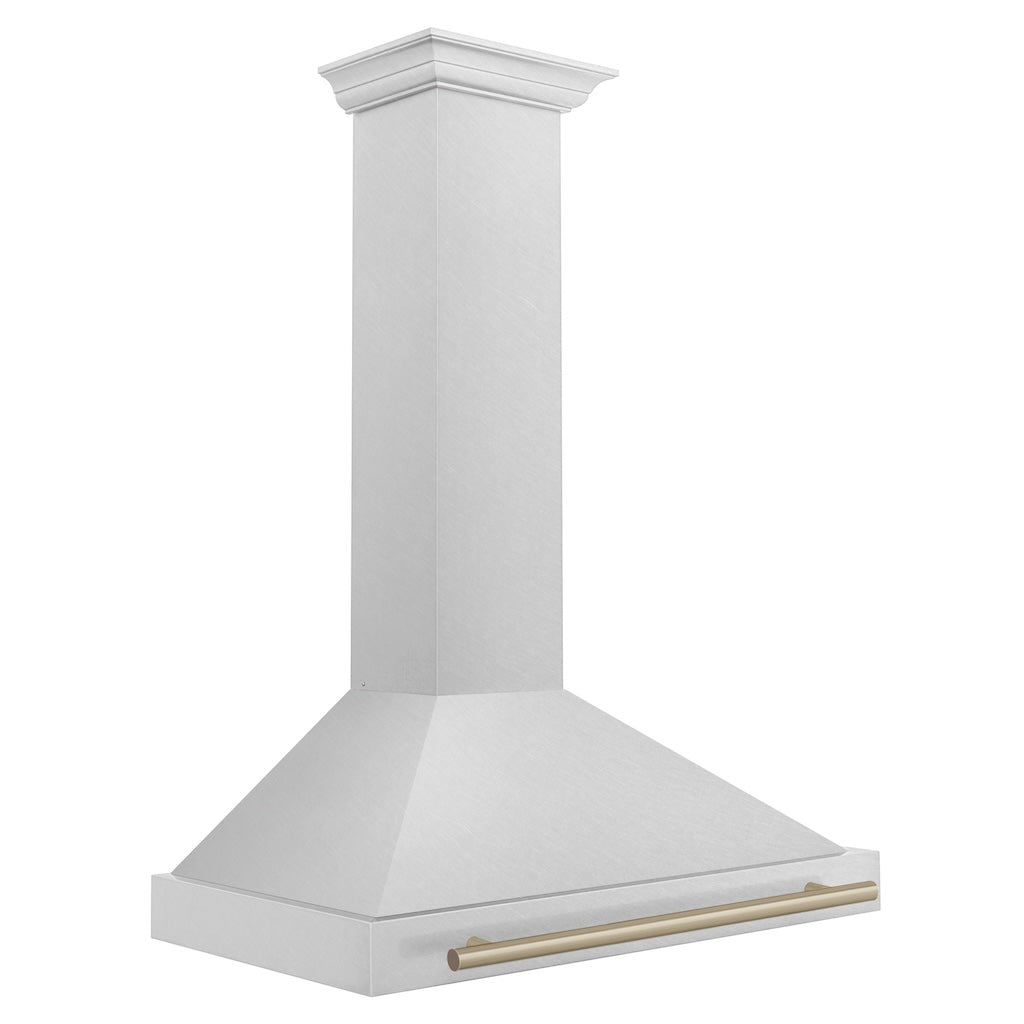 ZLINE KB4SNZ 36 CB Autograph Edition 36-inch Stainless Steel Wall Mount Range Hood with Convertible Design & Champagne Bronze Handle - Perfect for Modern Kitchens & Open-Concept Homes