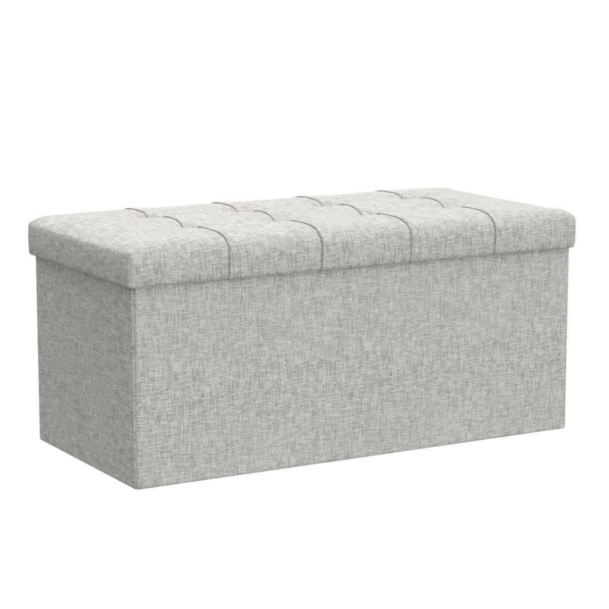 Edenbrook 30 Inch Rectangle Storage Ottoman with Buttonless Tufted Design - Sturdy Foot Rest Bench Holds 330 lbs - Gray Home Decor for Living Room, Bedroom & Nursery Storage Solutions