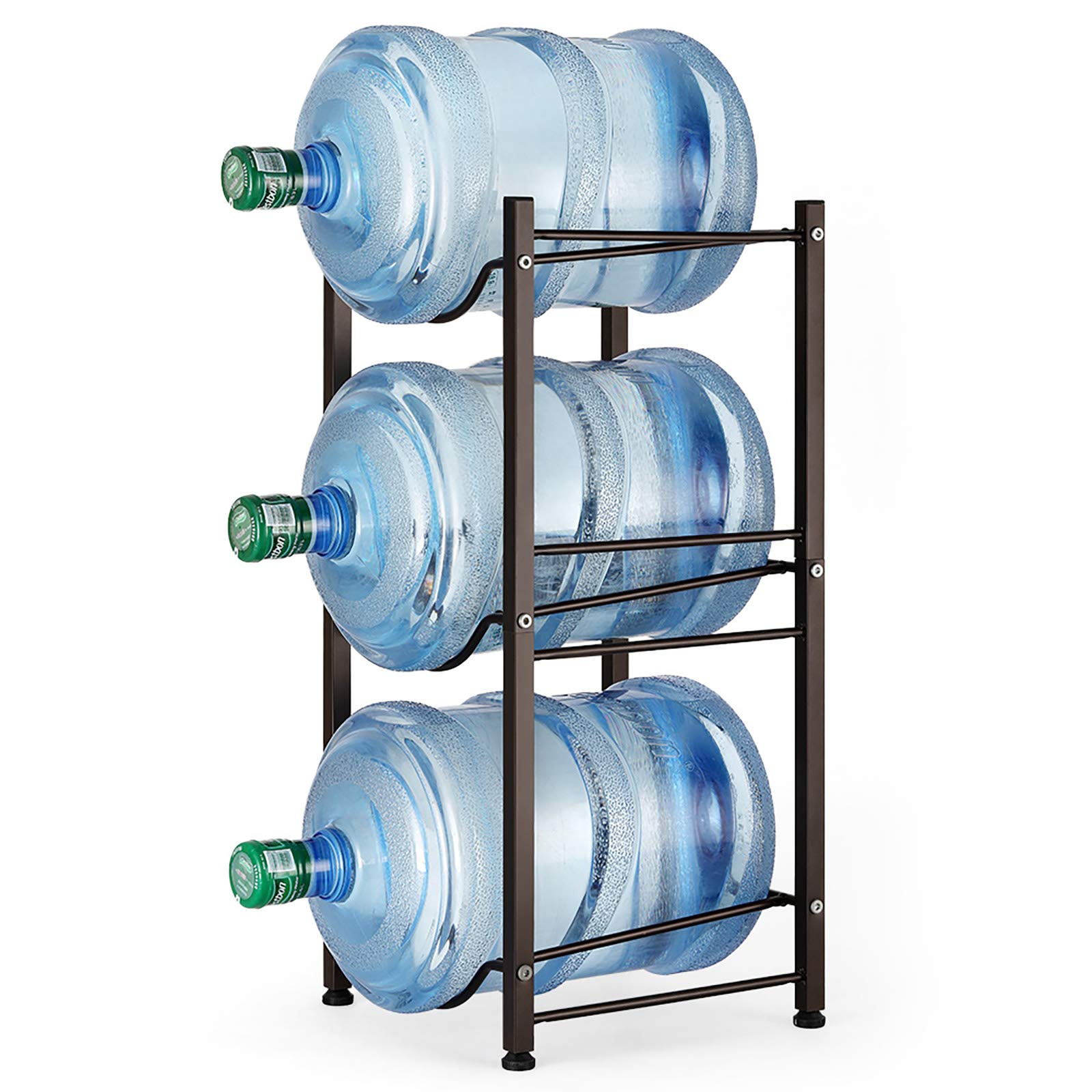 Vrisa 5 Gallon Water Bottle Holder - 3-Tier Bronze Water Jug Rack Organizer for Home, Office, Camping & Emergency Water Storage