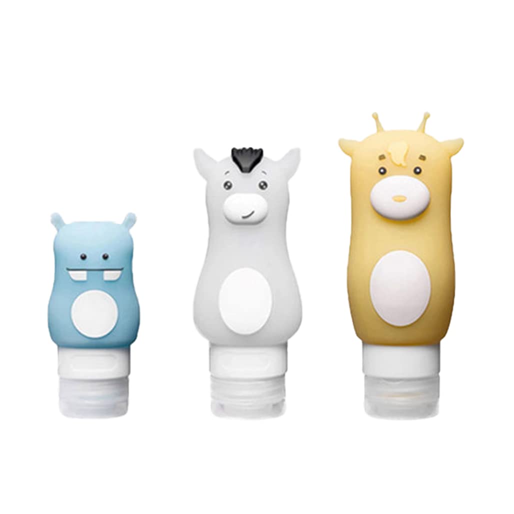 Premium Silicone Travel Bottles Set - Leak Proof BPA Free TSA Approved Toiletries Containers (1.7oz Hippo + 2.4oz Llama + 3.4oz Giraffe) for Shampoo, Lotion & Soap - Perfect for Air Travel, Gym & Vacation Accessories