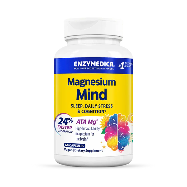 Enzymedica Magnesium Mind Supplement - 60 Capsules for Stress Relief, Brain Health & Sleep Support | Vegan, Non-GMO | Daily Wellness & Cognitive Function Boost