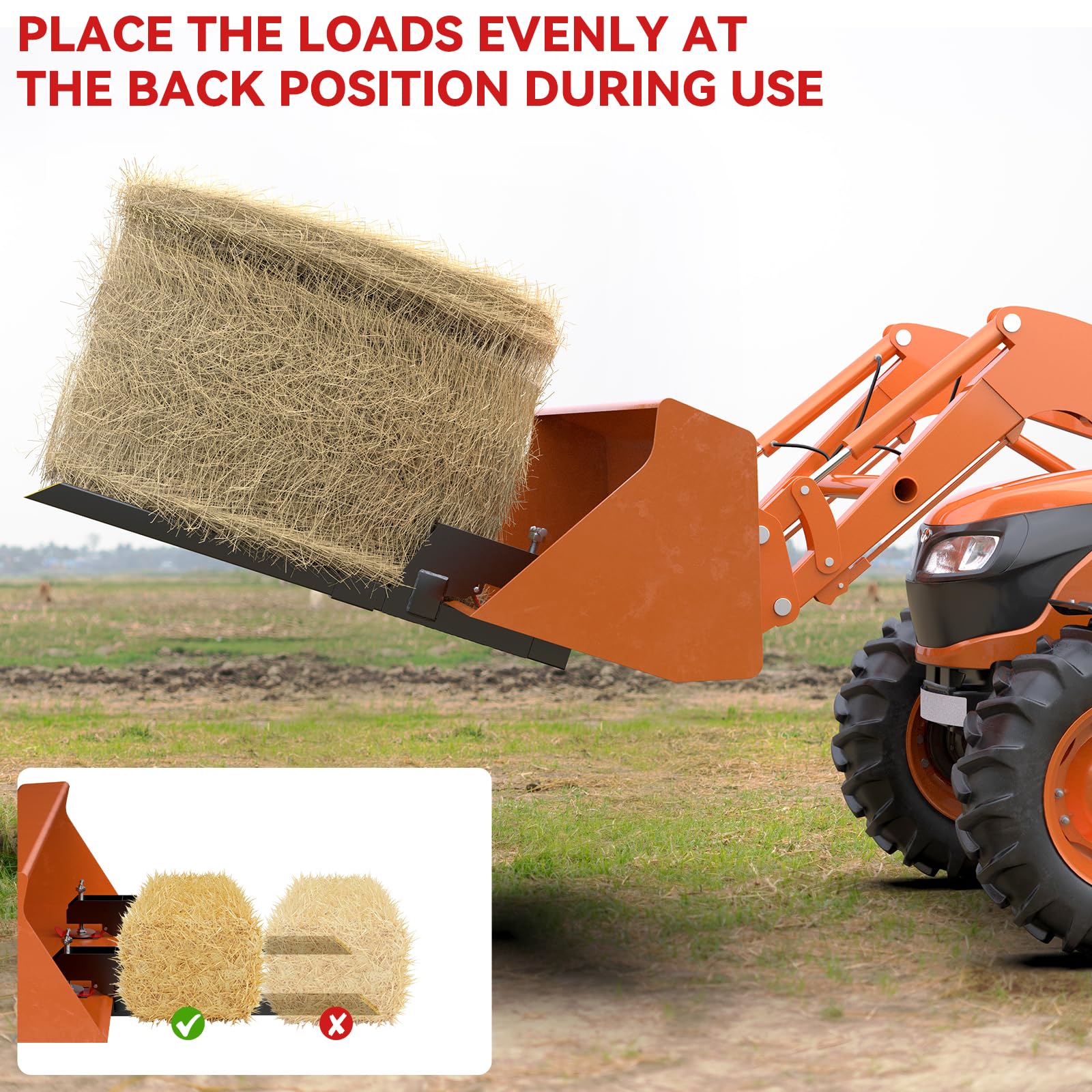 2025 Upgraded Black Clamp-On Pallet Forks with Non-Slip Pad & Tongue - 45