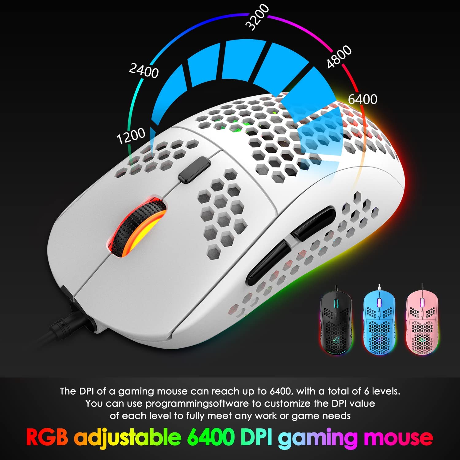 K65 Pro 60% RGB Mechanical Gaming Keyboard & Honeycomb Optical Mouse Combo - Mini Compact Design, Linear Red Switch, Anti-Ghosting - for PC, Laptop, Xbox, PS4 (White) - Perfect for Esports, Streaming & Office Work