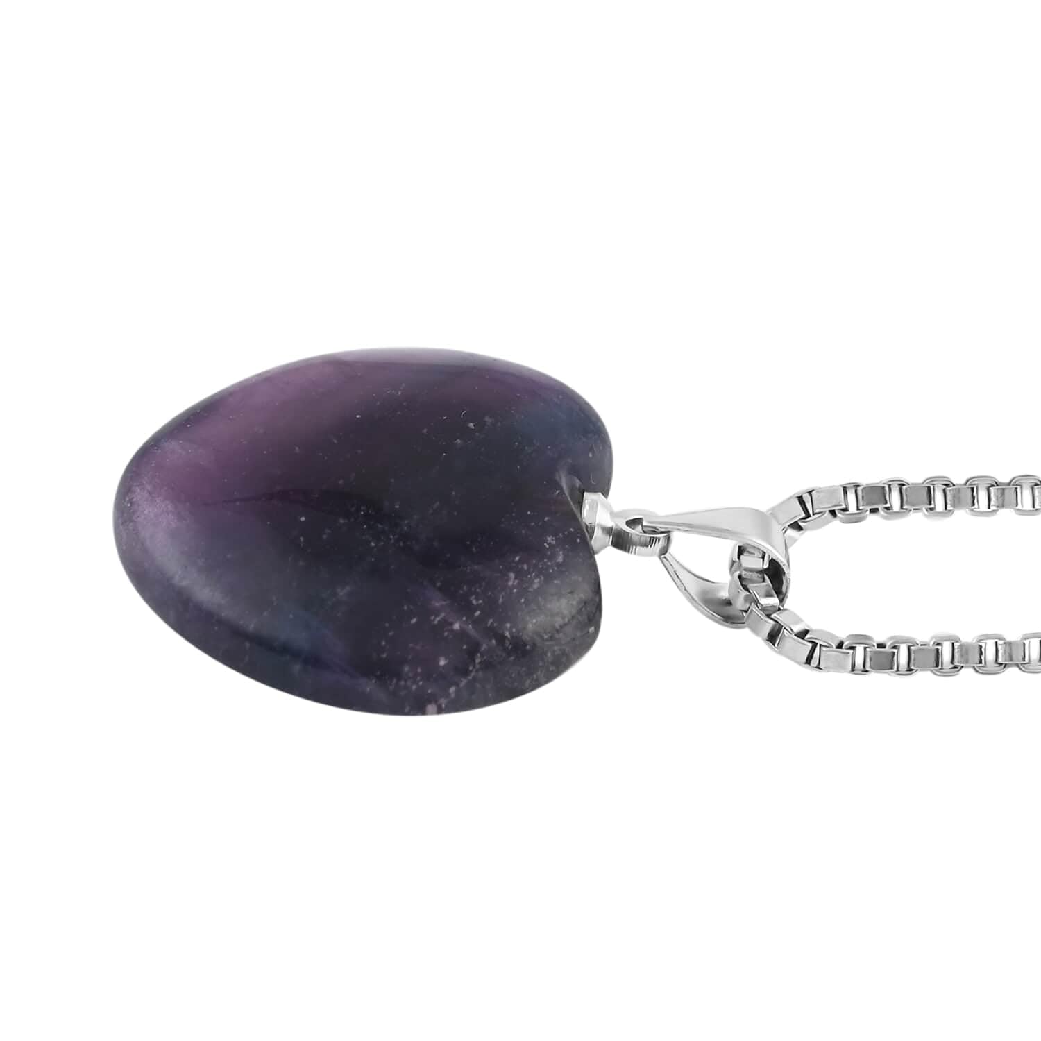 SHOP LC Women's Engagement Jewelry Set - 2 Heart Multi Fluorite & Tiger's Eye Pendant Necklace (18
