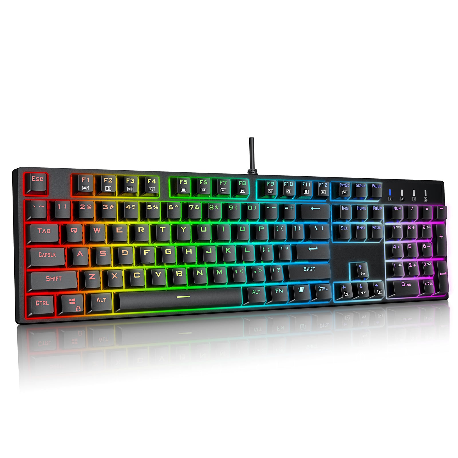 Mechanical Gaming Keyboard PC326A - RGB Backlit, Wired USB, 87 Keys for PC Gamers - Perfect for FPS, MOBA, and Typing Enthusiasts