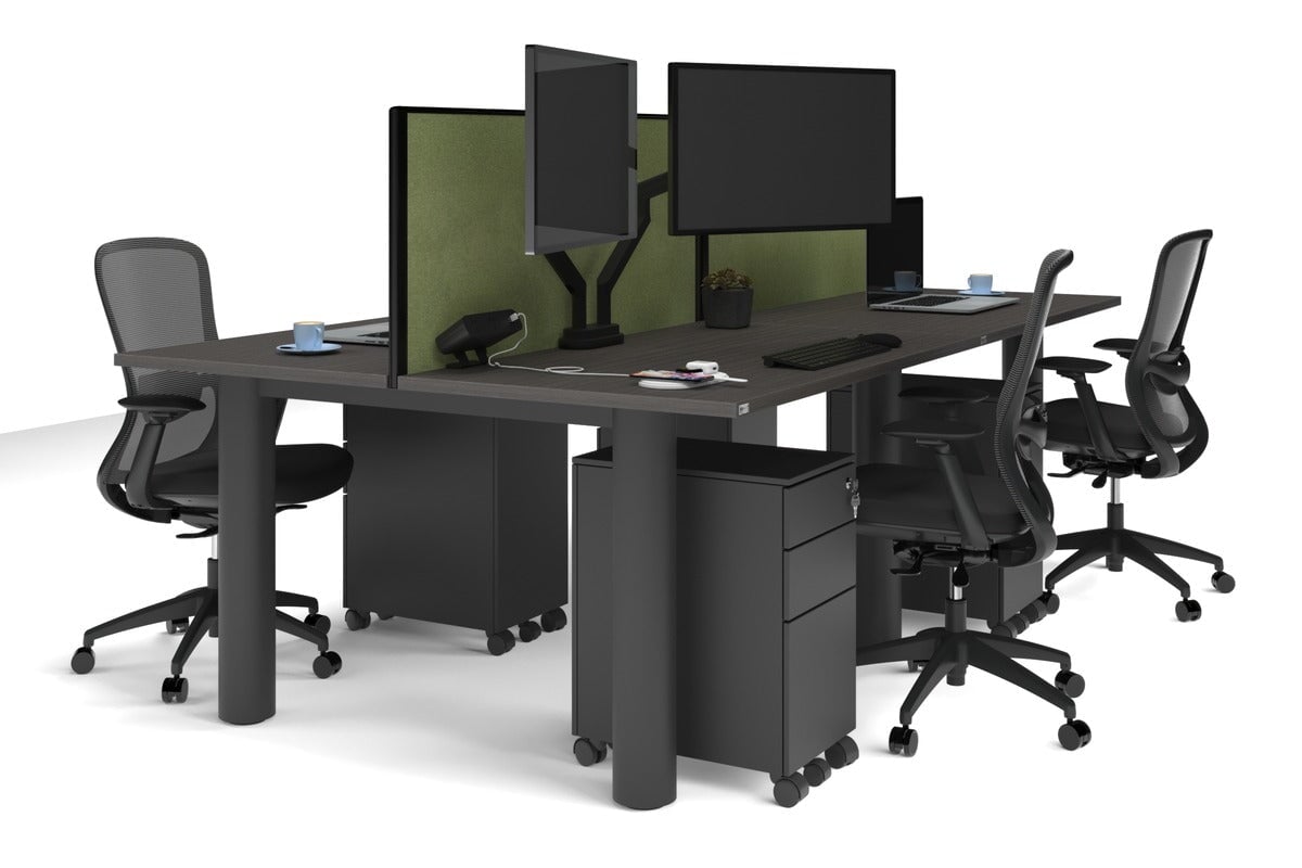 Quadro Cylinder Leg 4-Person Office Workstation Desk [1200L x 700W] - Modern Collaborative Workspace Solution for Team Projects & Office Meetings