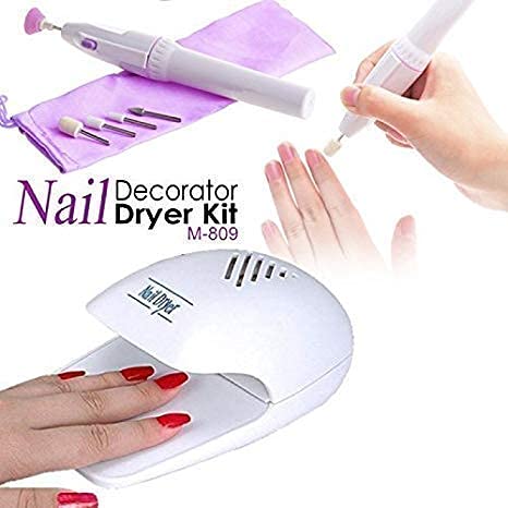 Homaxa 5-in-1 Portable Nail Care Kit with Nail Dryer, Polish Holder & Beauty Tools | Includes Eyebrow Shaper, Lipstick Organizer, Neck Slimmer & Makeup Pouch | Perfect for Travel, Salon & Home Use (8-Piece Set)