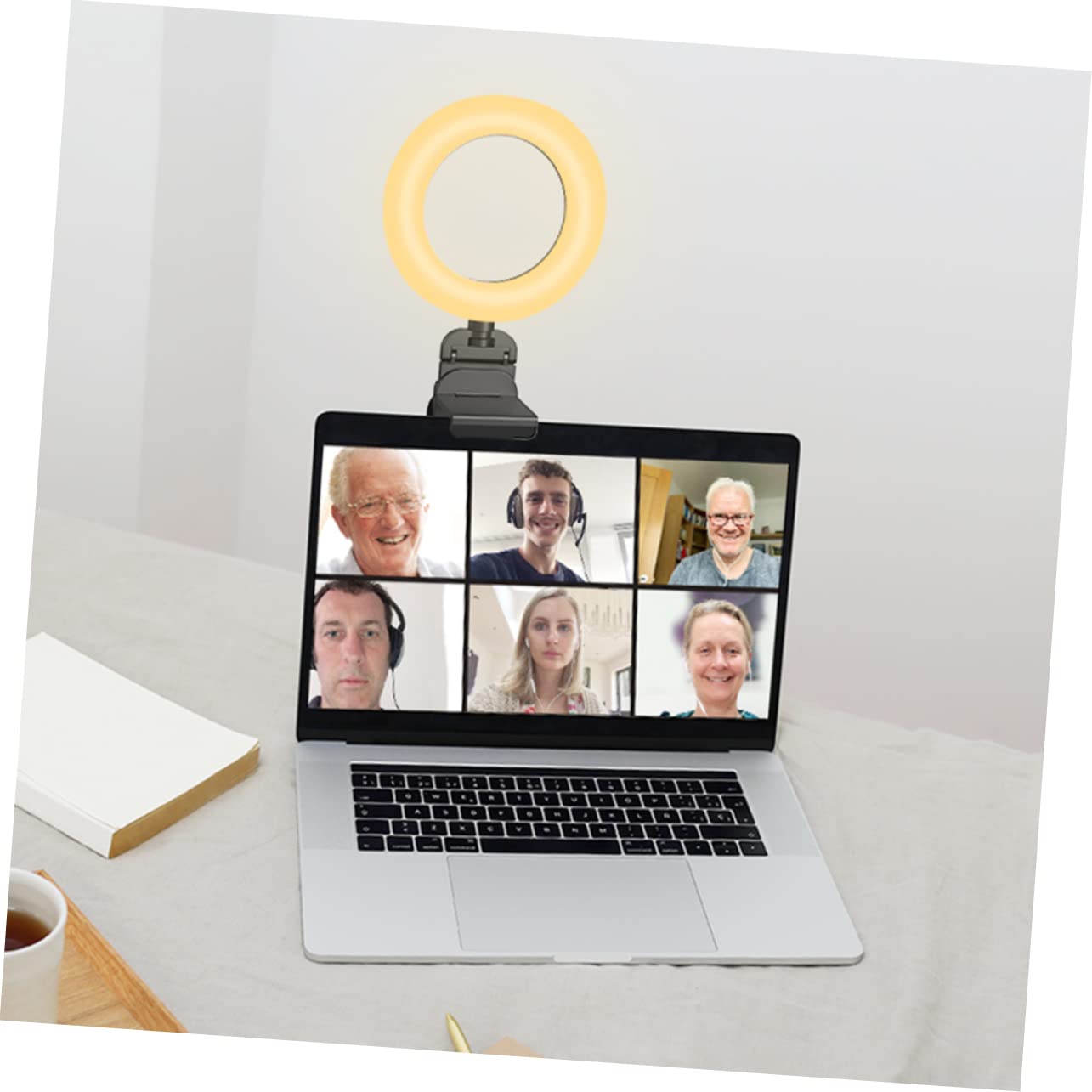 Hemobllo Clip Fill Light Ring Light for Photography, Selfie Stand with LED Ring Light - Large Computer Desk Ring Light, Octobuddy Clip-On Light, Portable for YouTube, TikTok, Live Streaming & Video Calls