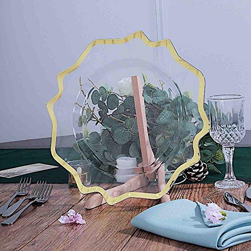 BalsaCircle 13-Inch Clear Gold Plastic Charger Plates with Scalloped Trim - Elegant Round Dinner Plates for Wedding Receptions, Party Decorations & Special Events
