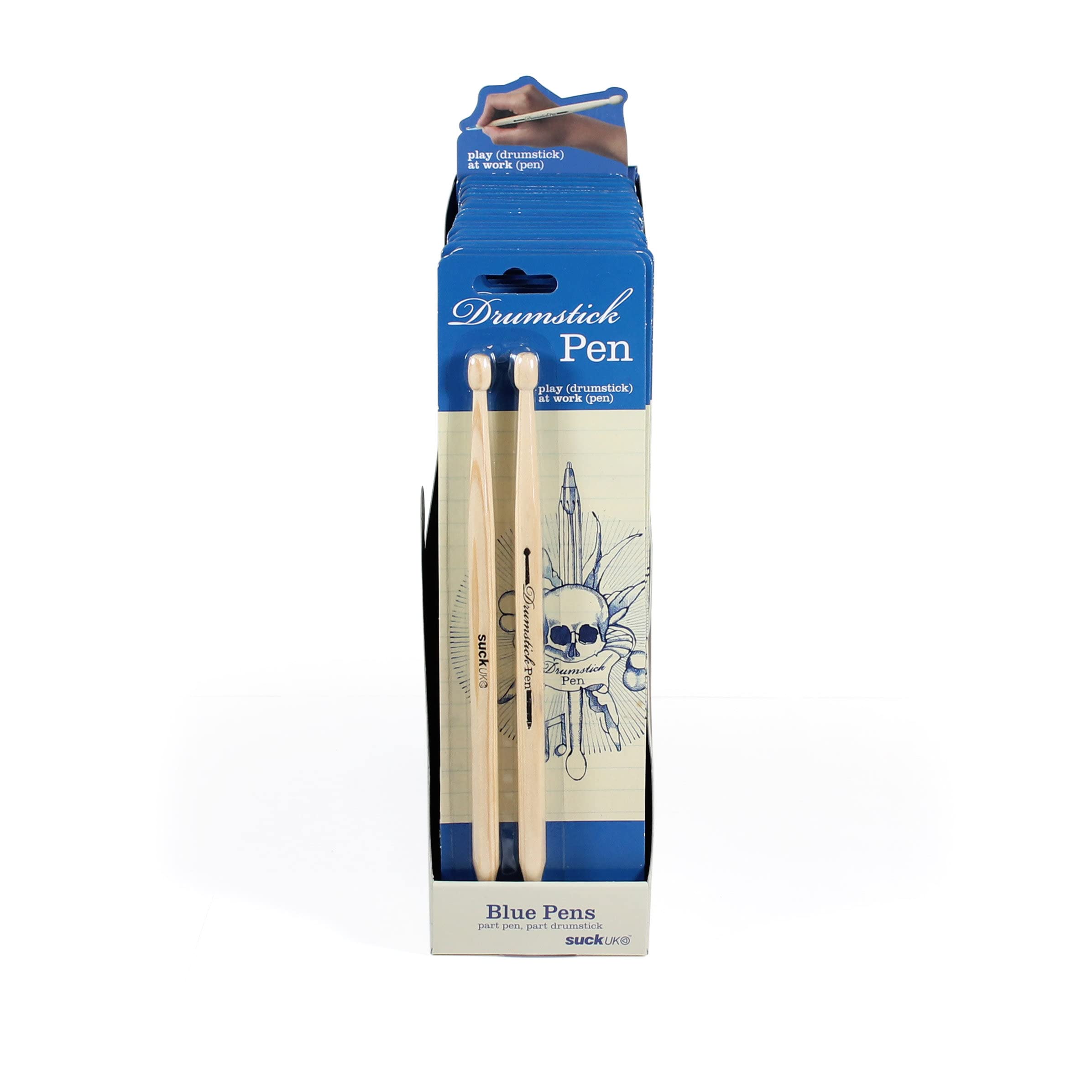 Suck UK Drumstick Ballpoint Pens - Blue, Fun Music Themed Writing Instrument for Office, School & Gifts for Drummers - Perfect for Musicians, Students & Creative Professionals