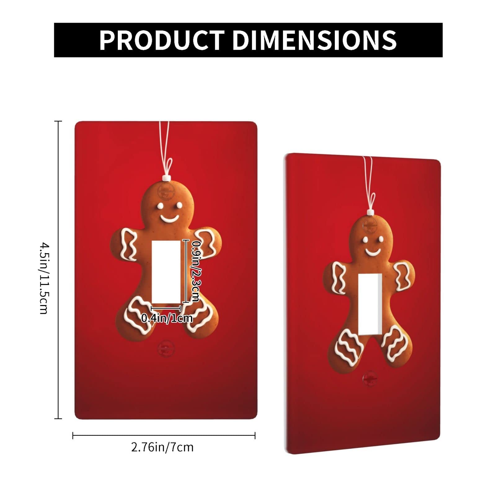 Snowflake & Gingerbread Man Decorative 1 Gang Light Switch Plate Cover - Single Toggle Wall Plate for Christmas Home Decor, Bedroom, Living Room, Nursery