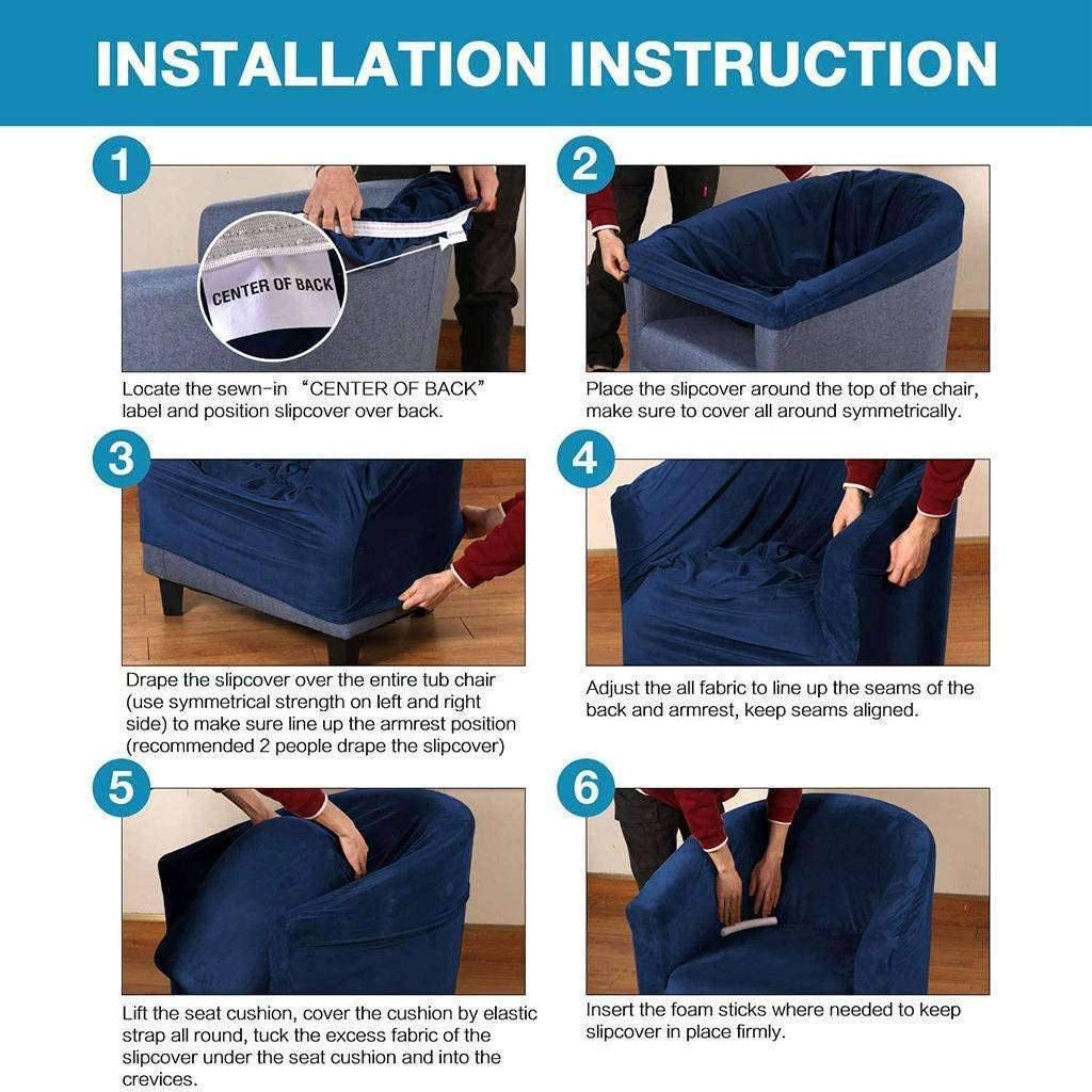 Velvet Club Chair Slipcover - Stretchable Soft Plush Armchair Cover, Non-Slip Washable Furniture Protector for Living Room, Hotel (Navy Blue) - Perfect for Home Decor, Office & Hospitality Settings