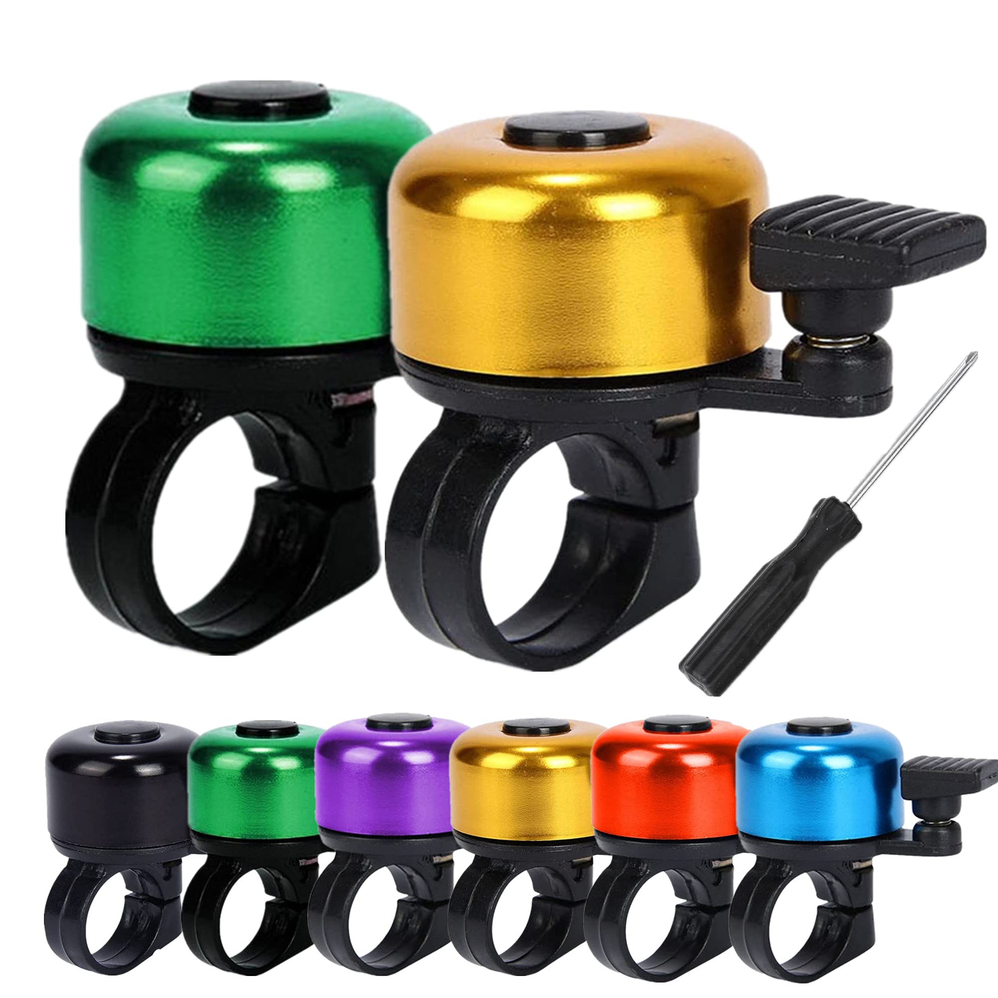 MOFOPAKOO Aluminum Bike Bell - Loud & Clear Bicycle Bell for Handlebars - Universal Fit for Adults & Kids - Perfect for Road, Mountain, City, Sports, Cruiser & BMX Bikes - Great for Commuting, Cycling Safety & Outdoor Adventures