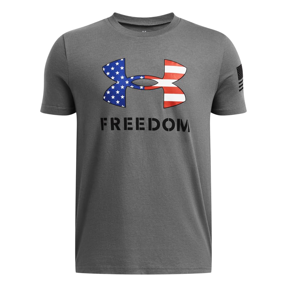 Under Armour Boys' Freedom Logo T-Shirt - Comfortable Cotton Short Sleeve Tee for Active Kids - Perfect for School, Sports & Everyday Wear