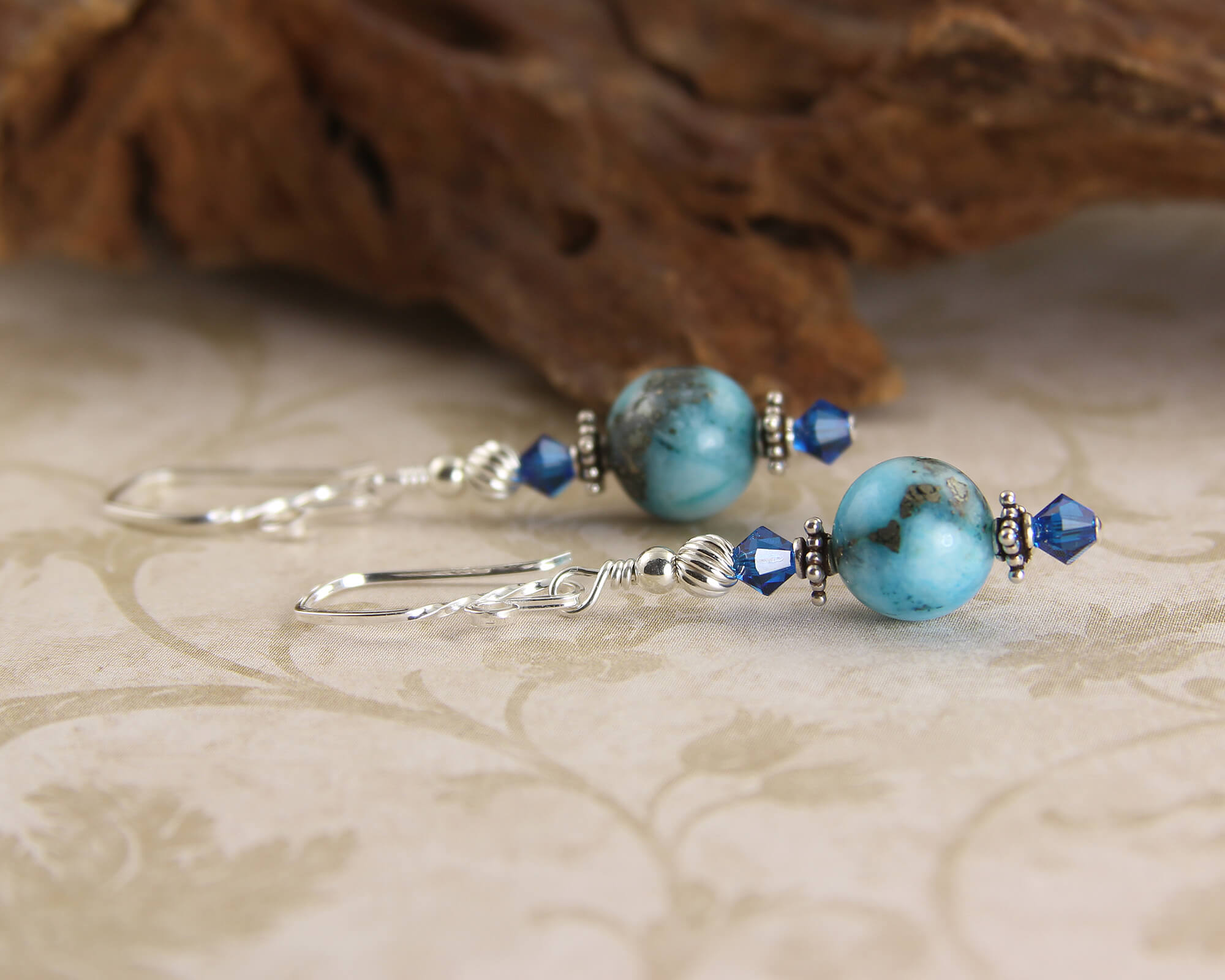 Aqua Blue Gemstone Beaded Earrings - Sterling Silver Dangle Earrings for Women | Elegant Handmade Jewelry for Parties, Weddings & Everyday Wear