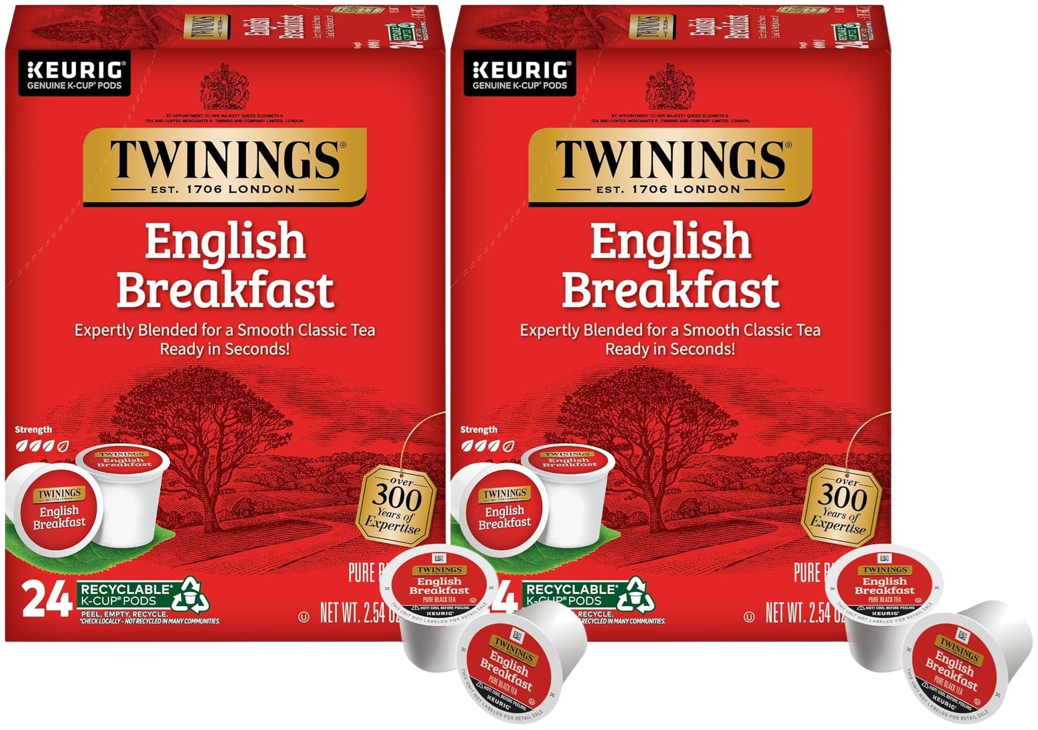 Twinings English Breakfast Tea K-Cup Pods for Keurig - 48 Count (Pack of 2) | Caffeinated Black Tea with Smooth Robust Flavor | Perfect for Morning Boost, Office Break or Afternoon Relaxation